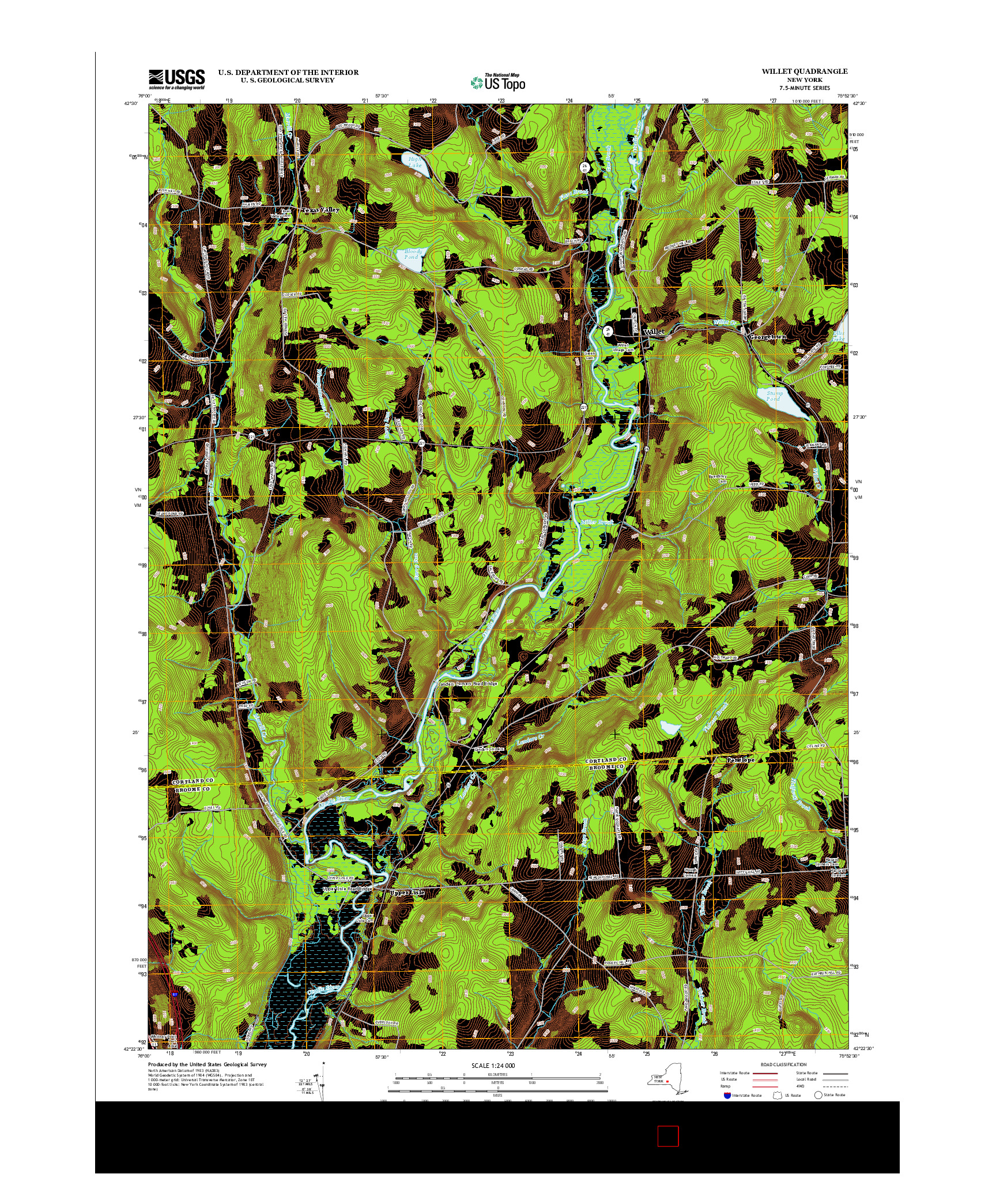 USGS US TOPO 7.5-MINUTE MAP FOR WILLET, NY 2013