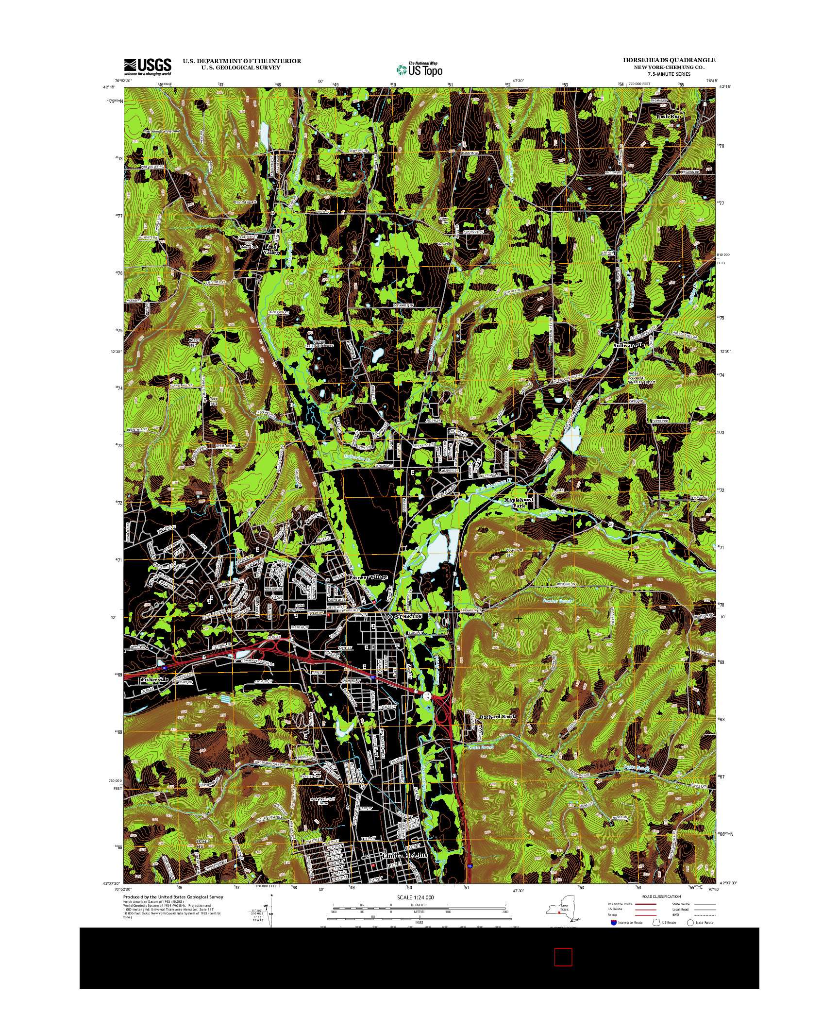 USGS US TOPO 7.5-MINUTE MAP FOR HORSEHEADS, NY 2013