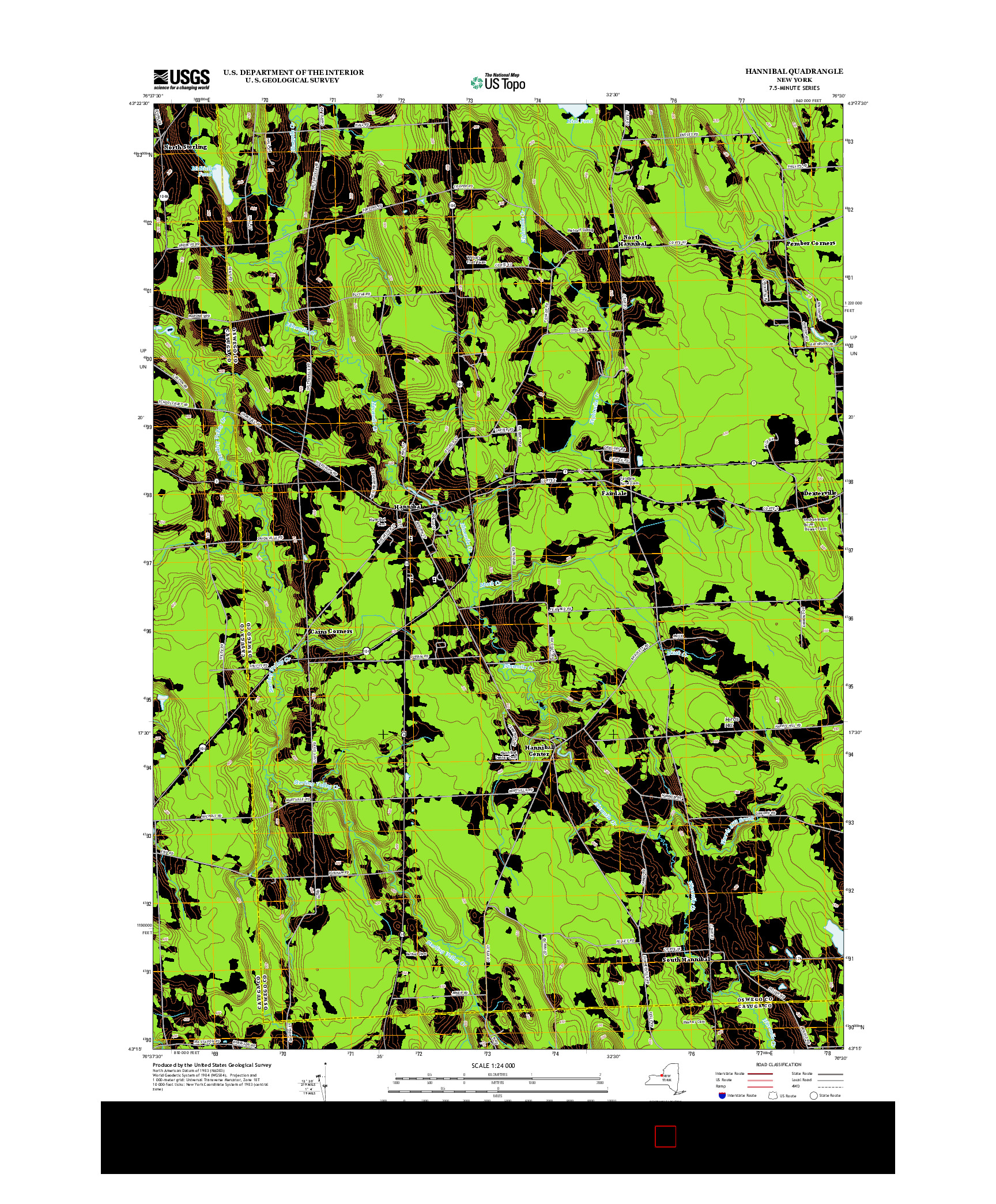 USGS US TOPO 7.5-MINUTE MAP FOR HANNIBAL, NY 2013