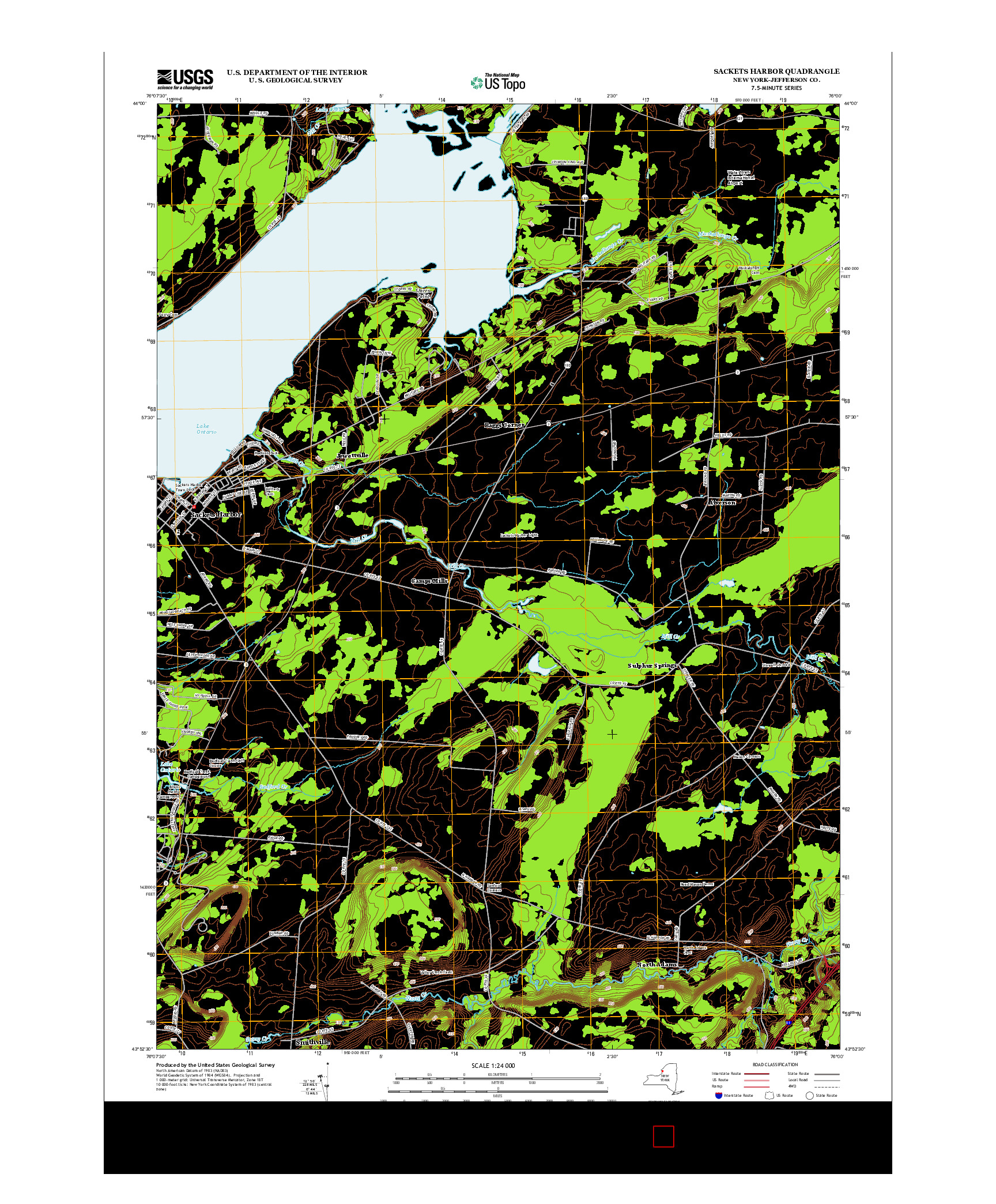 USGS US TOPO 7.5-MINUTE MAP FOR SACKETS HARBOR, NY 2013