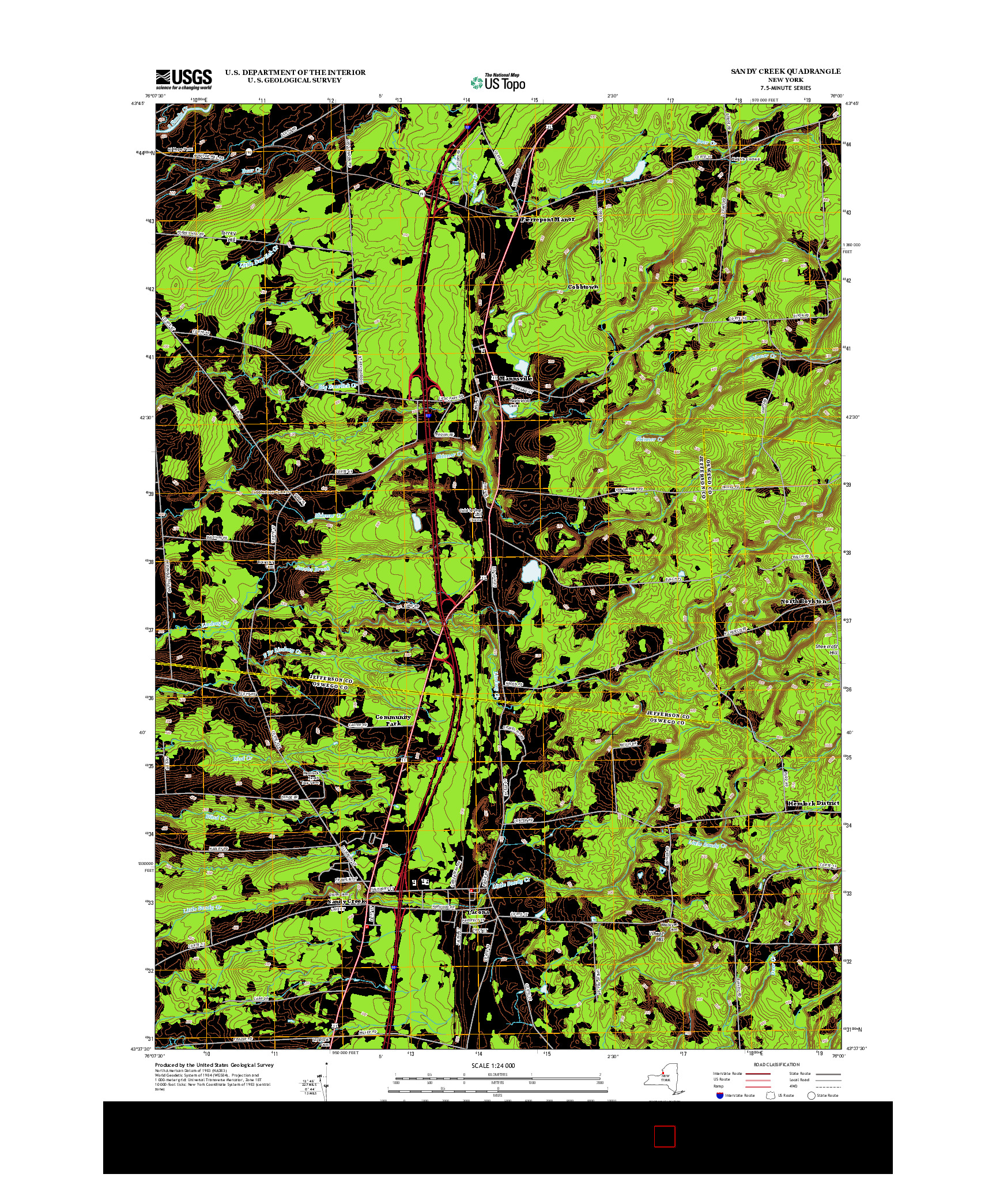 USGS US TOPO 7.5-MINUTE MAP FOR SANDY CREEK, NY 2013