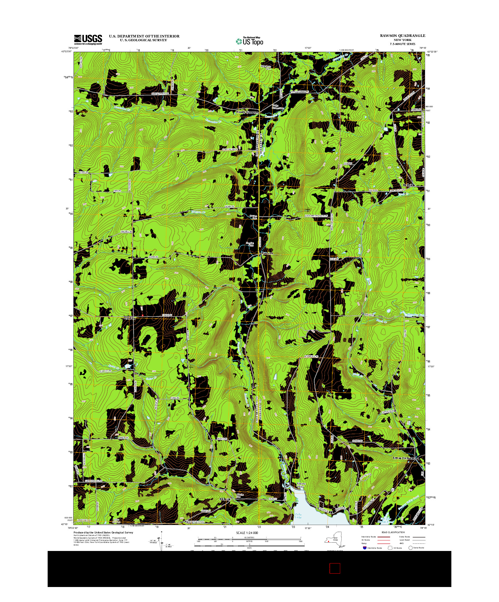 USGS US TOPO 7.5-MINUTE MAP FOR RAWSON, NY 2013