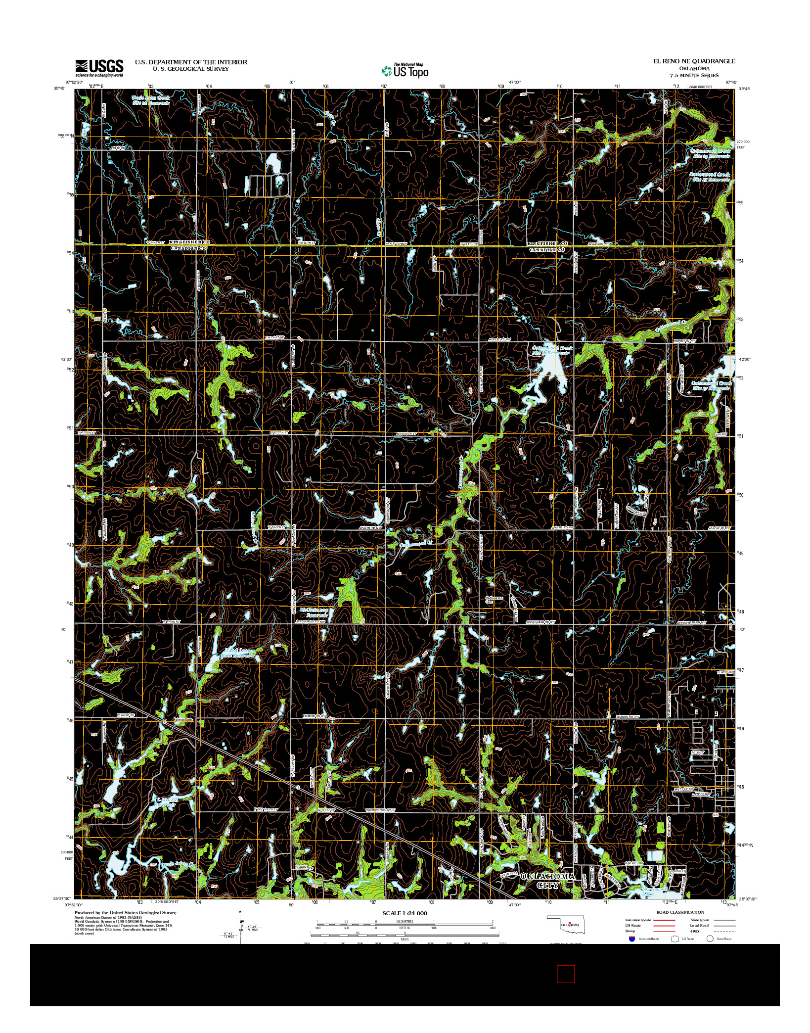 USGS US TOPO 7.5-MINUTE MAP FOR EL RENO NE, OK 2013