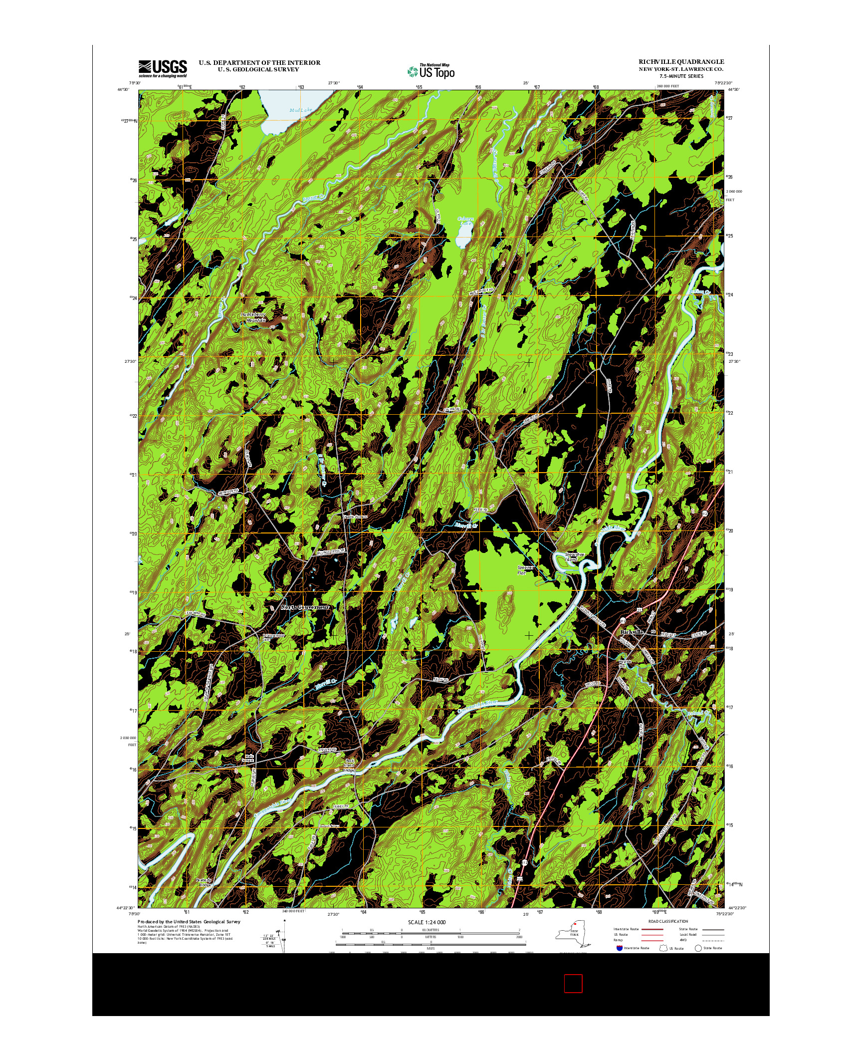 USGS US TOPO 7.5-MINUTE MAP FOR RICHVILLE, NY 2013