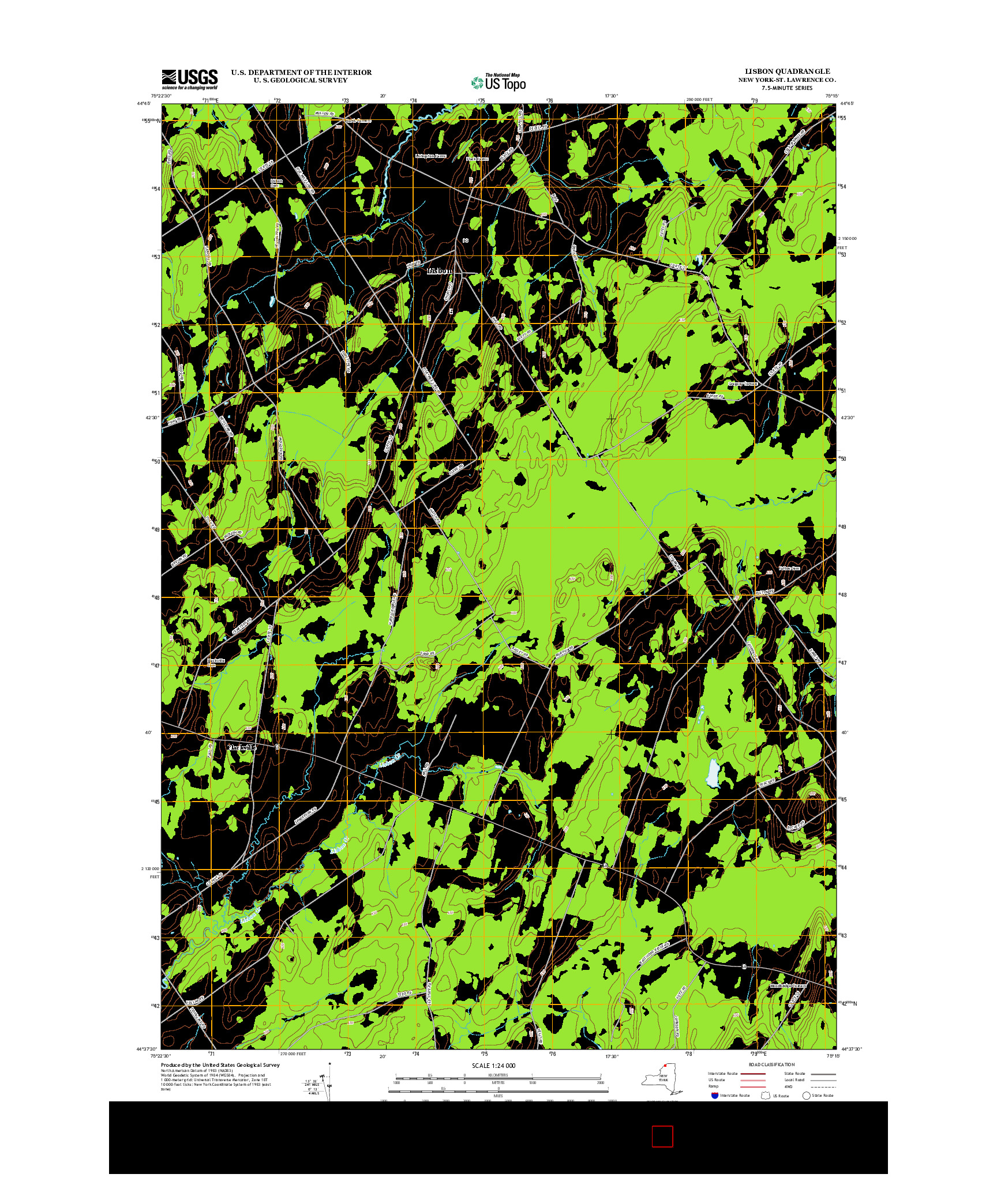 USGS US TOPO 7.5-MINUTE MAP FOR LISBON, NY 2013