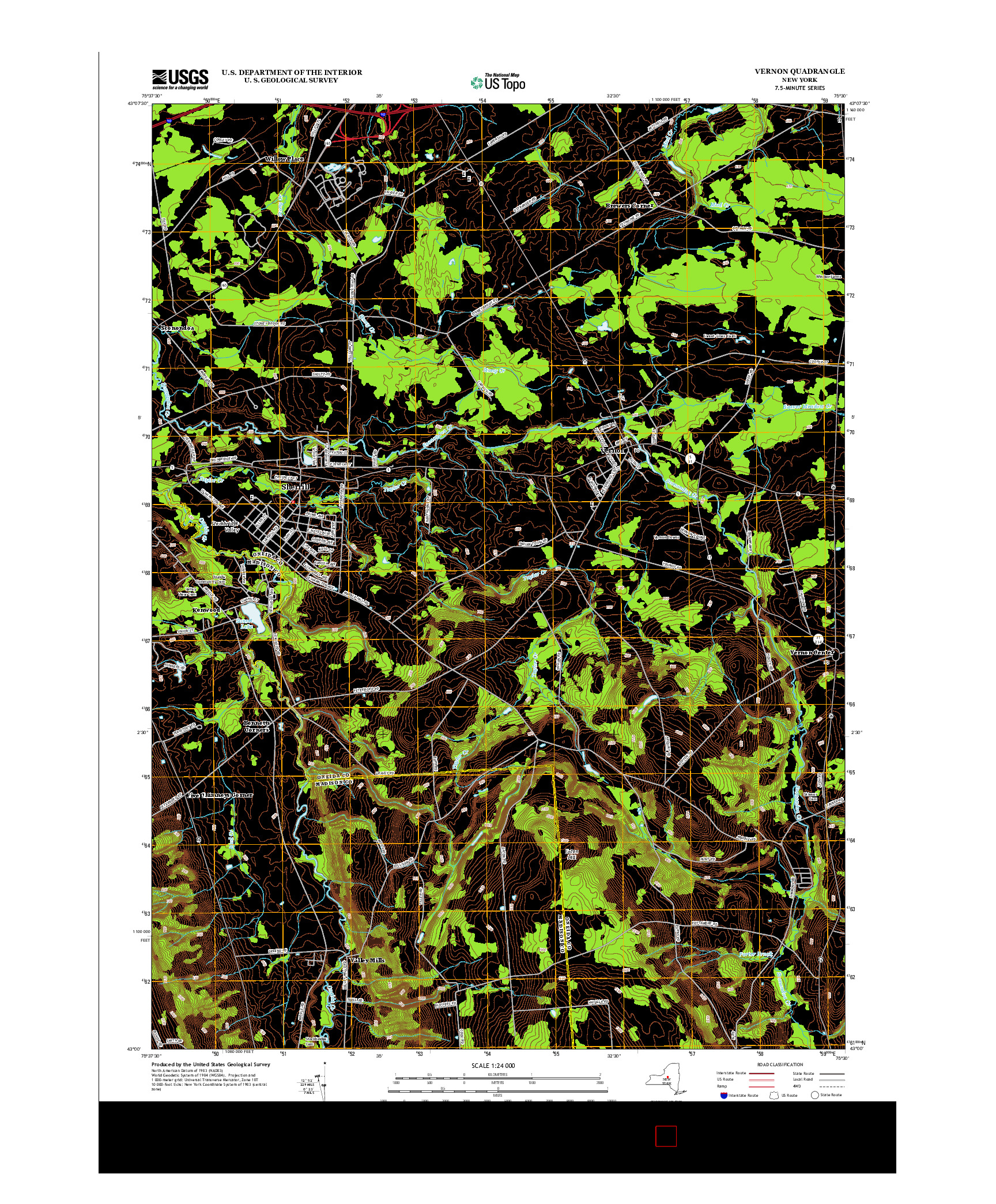 USGS US TOPO 7.5-MINUTE MAP FOR VERNON, NY 2013