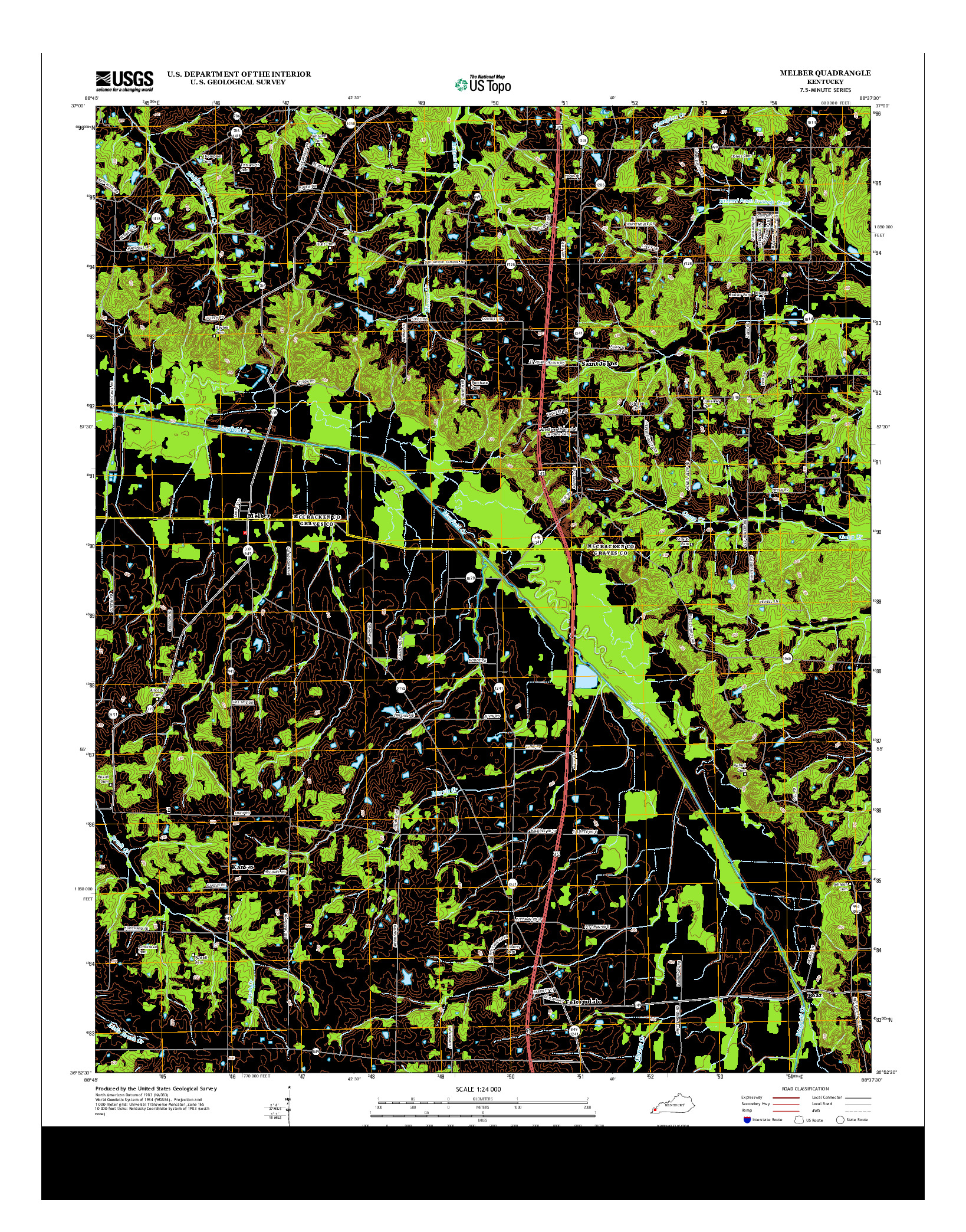 USGS US TOPO 7.5-MINUTE MAP FOR MELBER, KY 2013