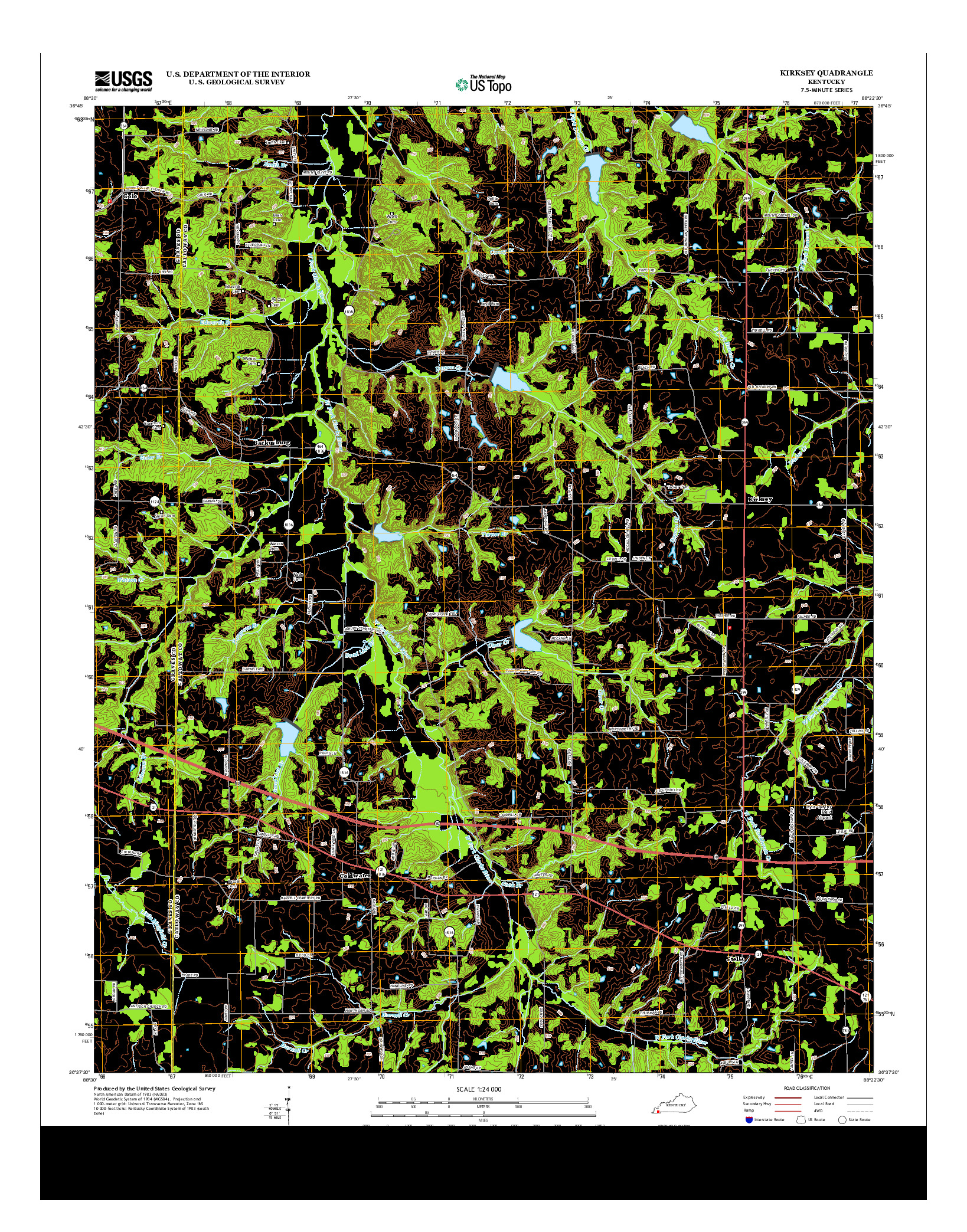 USGS US TOPO 7.5-MINUTE MAP FOR KIRKSEY, KY 2013