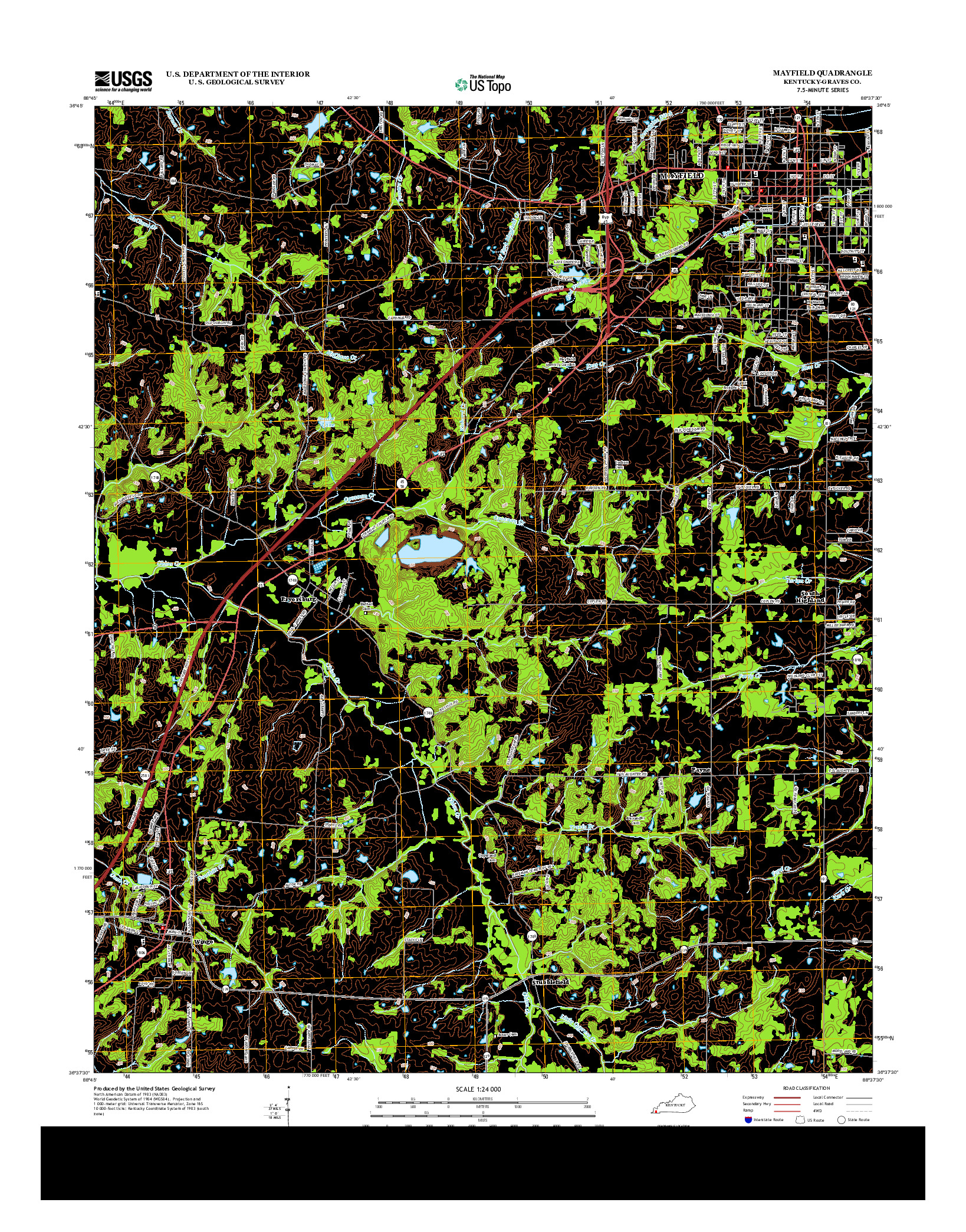 USGS US TOPO 7.5-MINUTE MAP FOR MAYFIELD, KY 2013