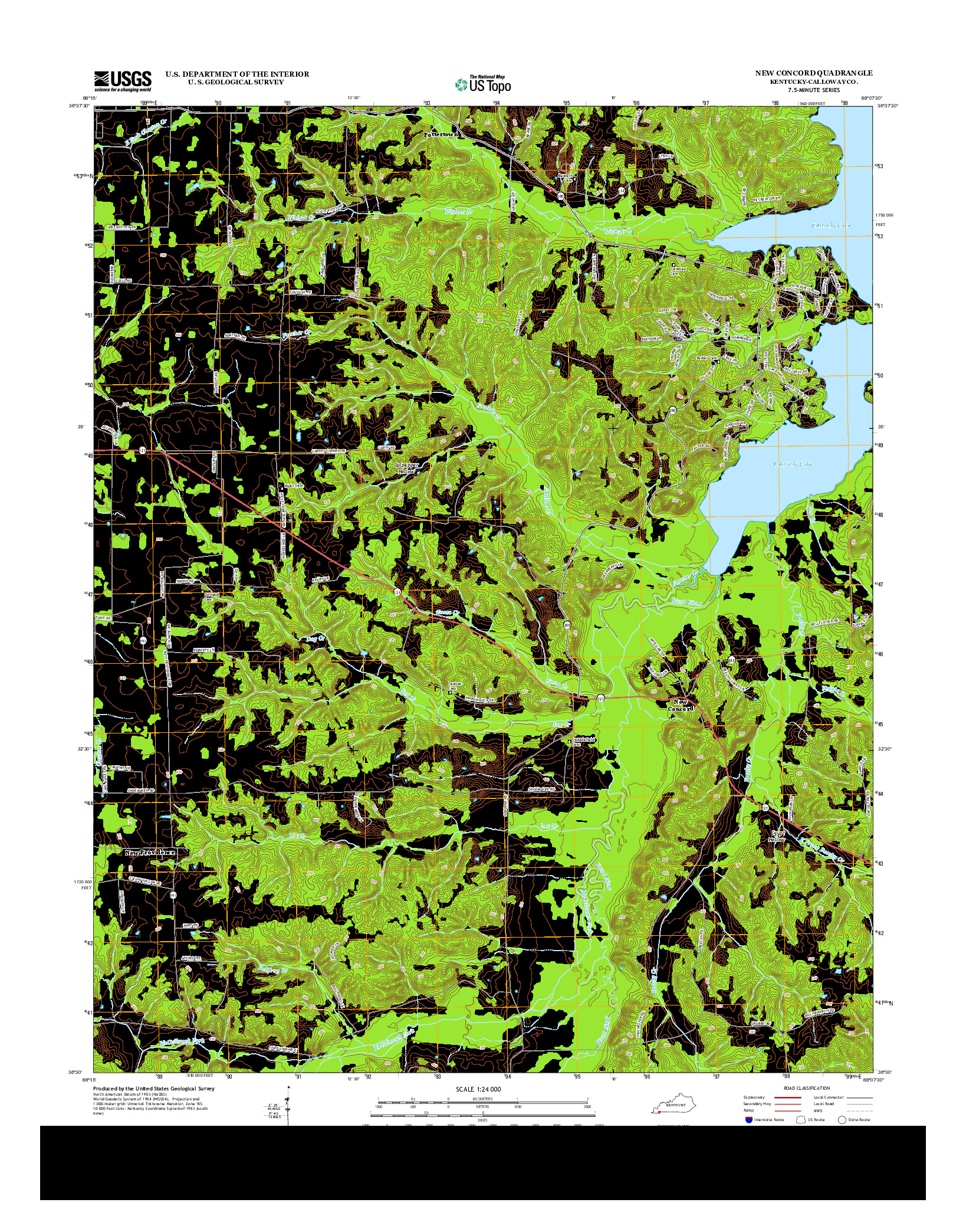 USGS US TOPO 7.5-MINUTE MAP FOR NEW CONCORD, KY 2013