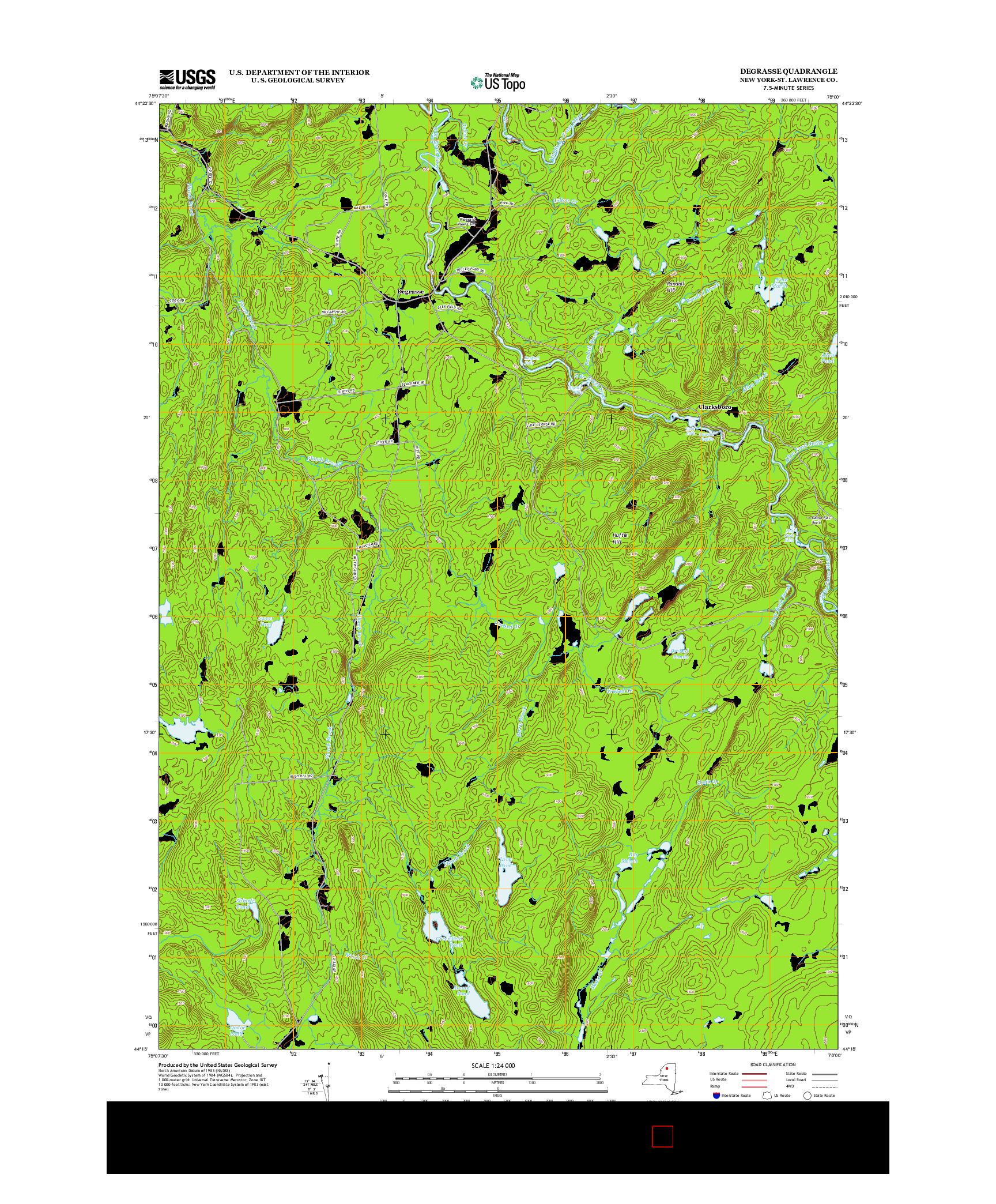 USGS US TOPO 7.5-MINUTE MAP FOR DEGRASSE, NY 2013