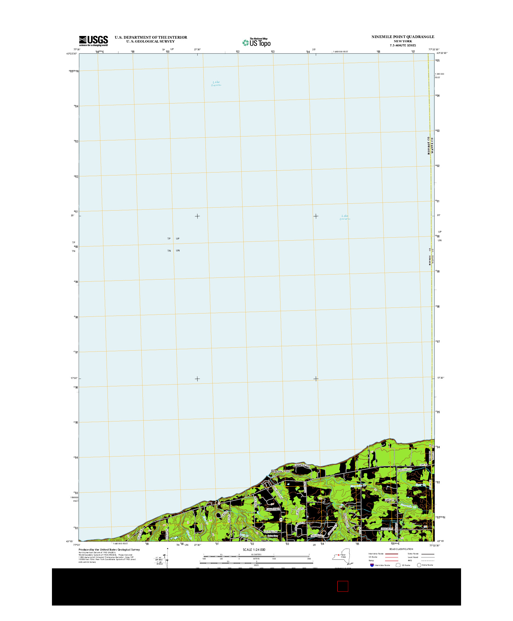 USGS US TOPO 7.5-MINUTE MAP FOR NINEMILE POINT, NY 2013