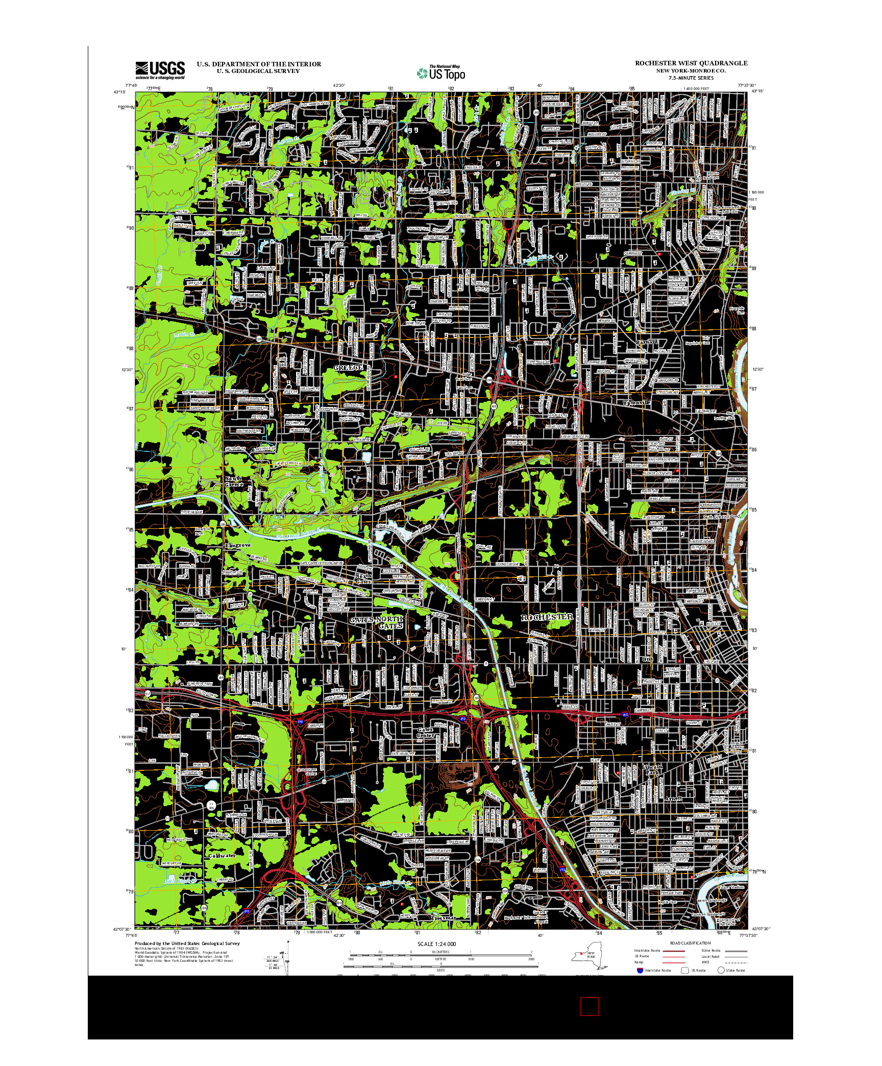 USGS US TOPO 7.5-MINUTE MAP FOR ROCHESTER WEST, NY 2013