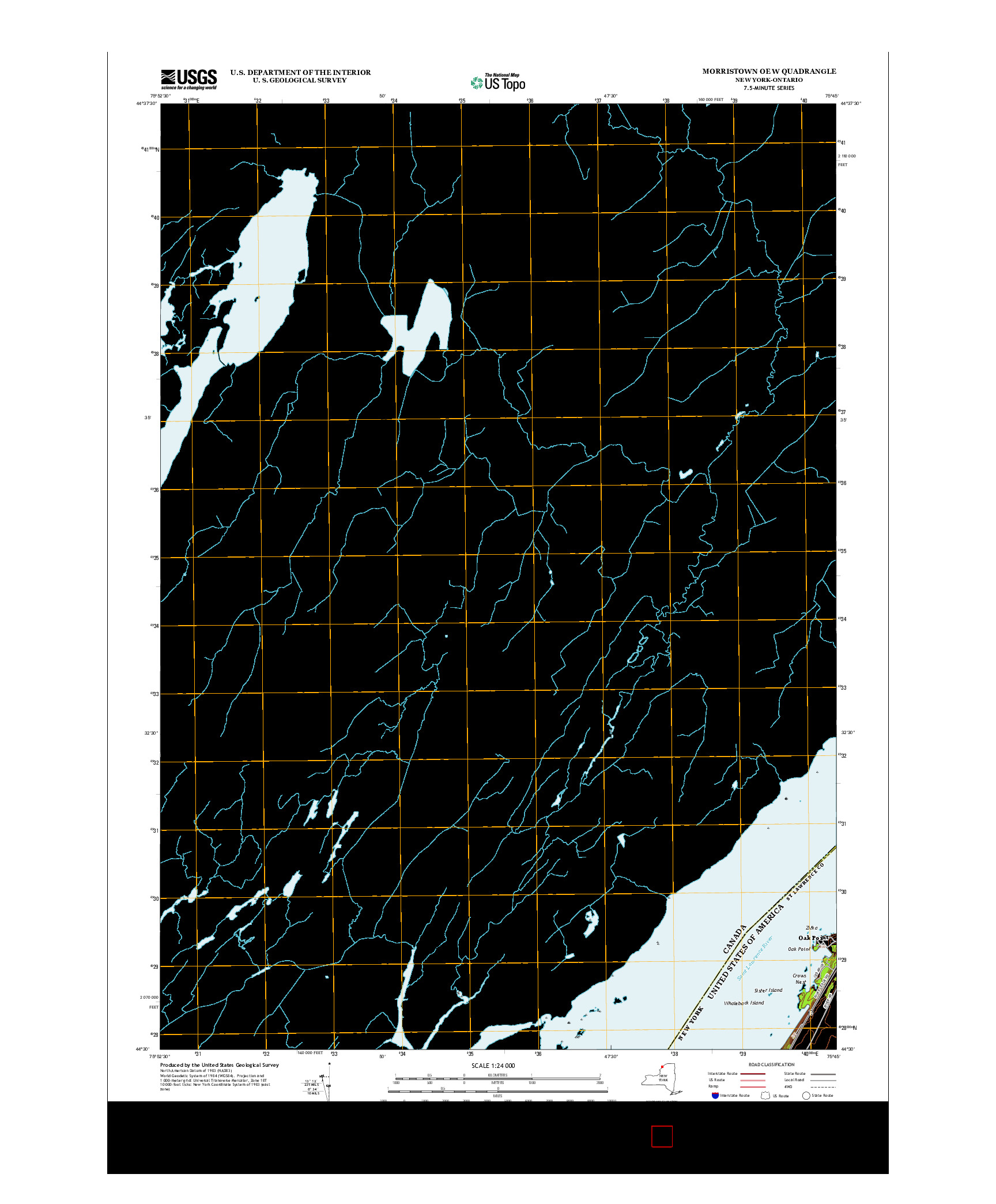 USGS US TOPO 7.5-MINUTE MAP FOR MORRISTOWN OE W, NY-ON 2013