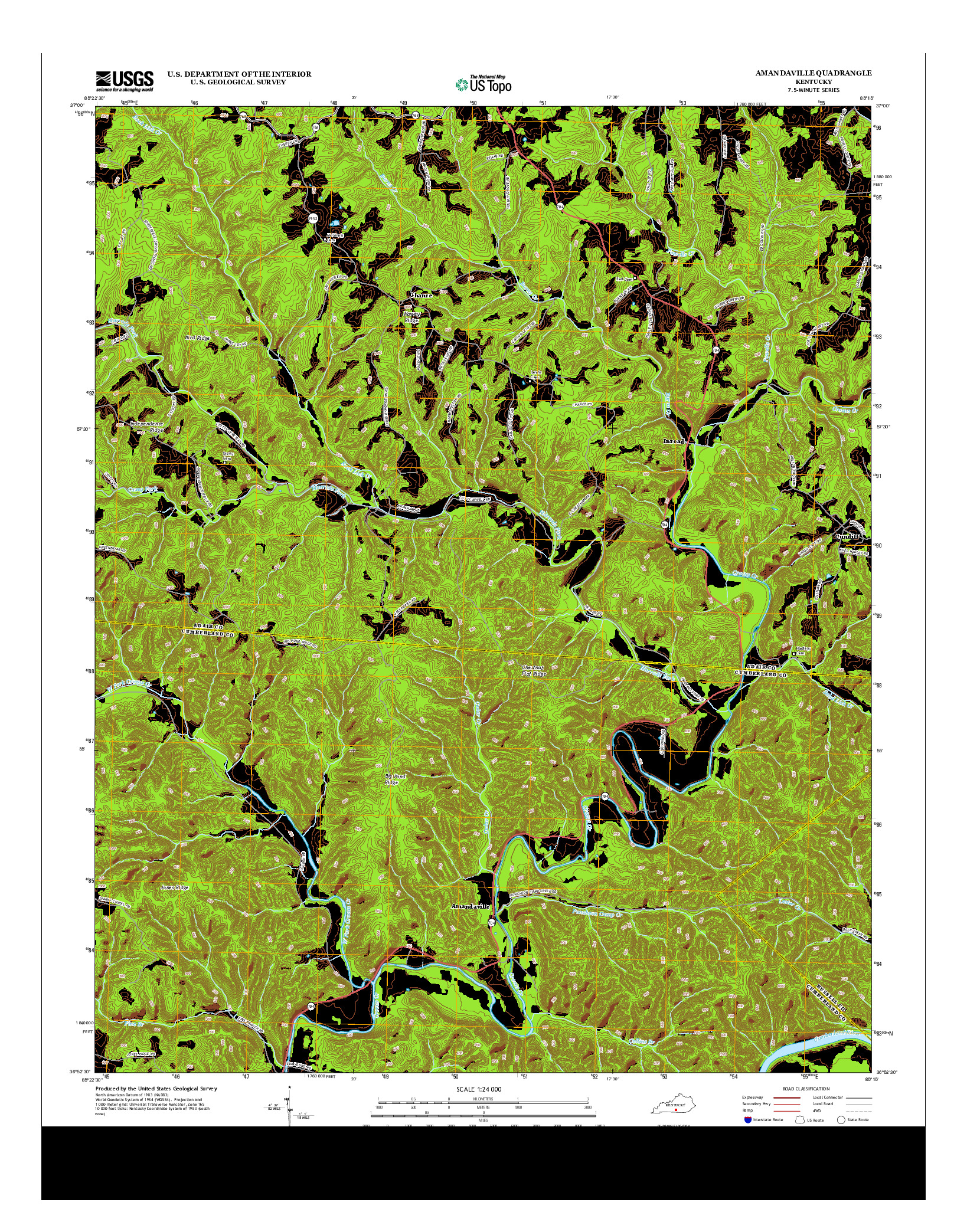 USGS US TOPO 7.5-MINUTE MAP FOR AMANDAVILLE, KY 2013