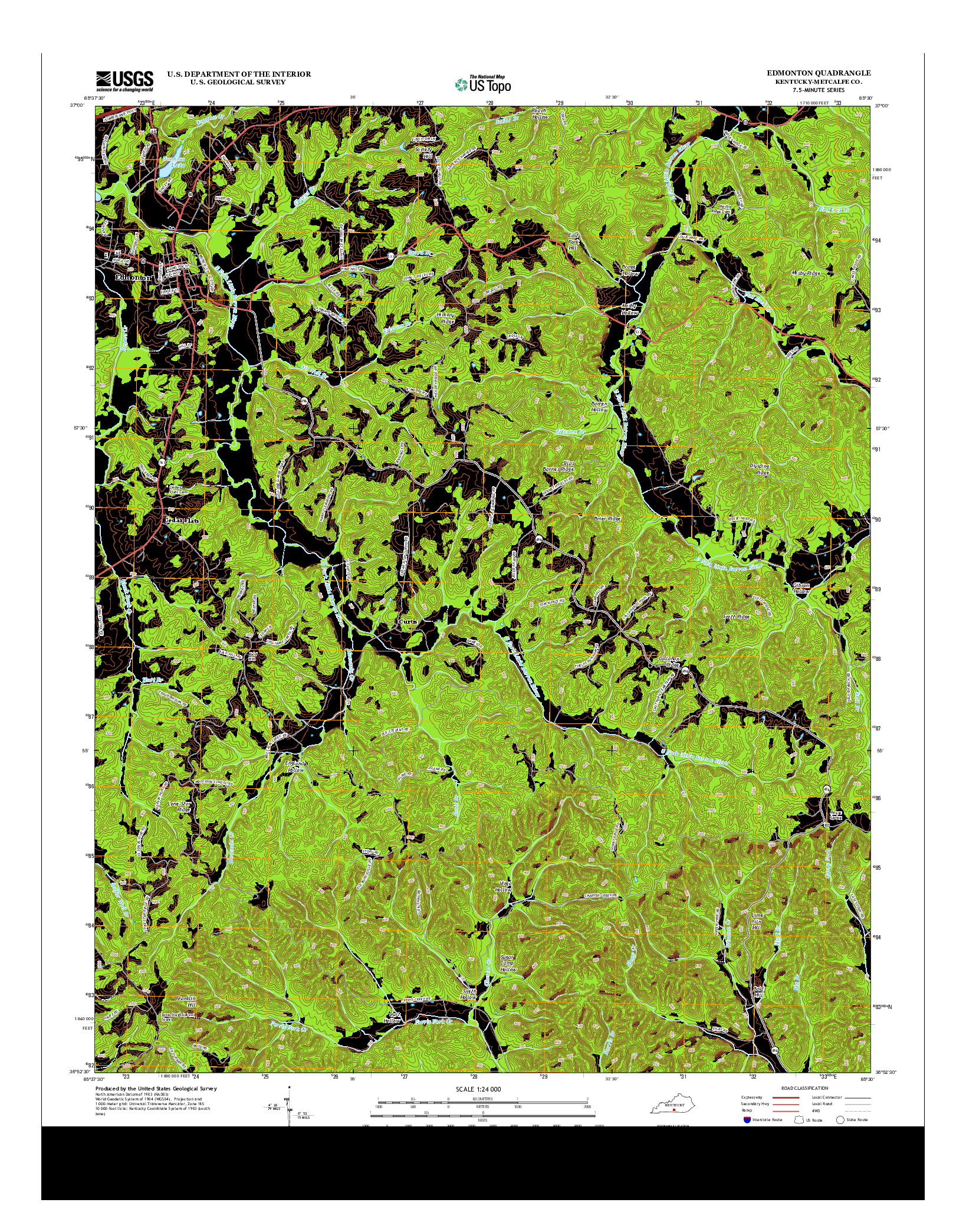 USGS US TOPO 7.5-MINUTE MAP FOR EDMONTON, KY 2013