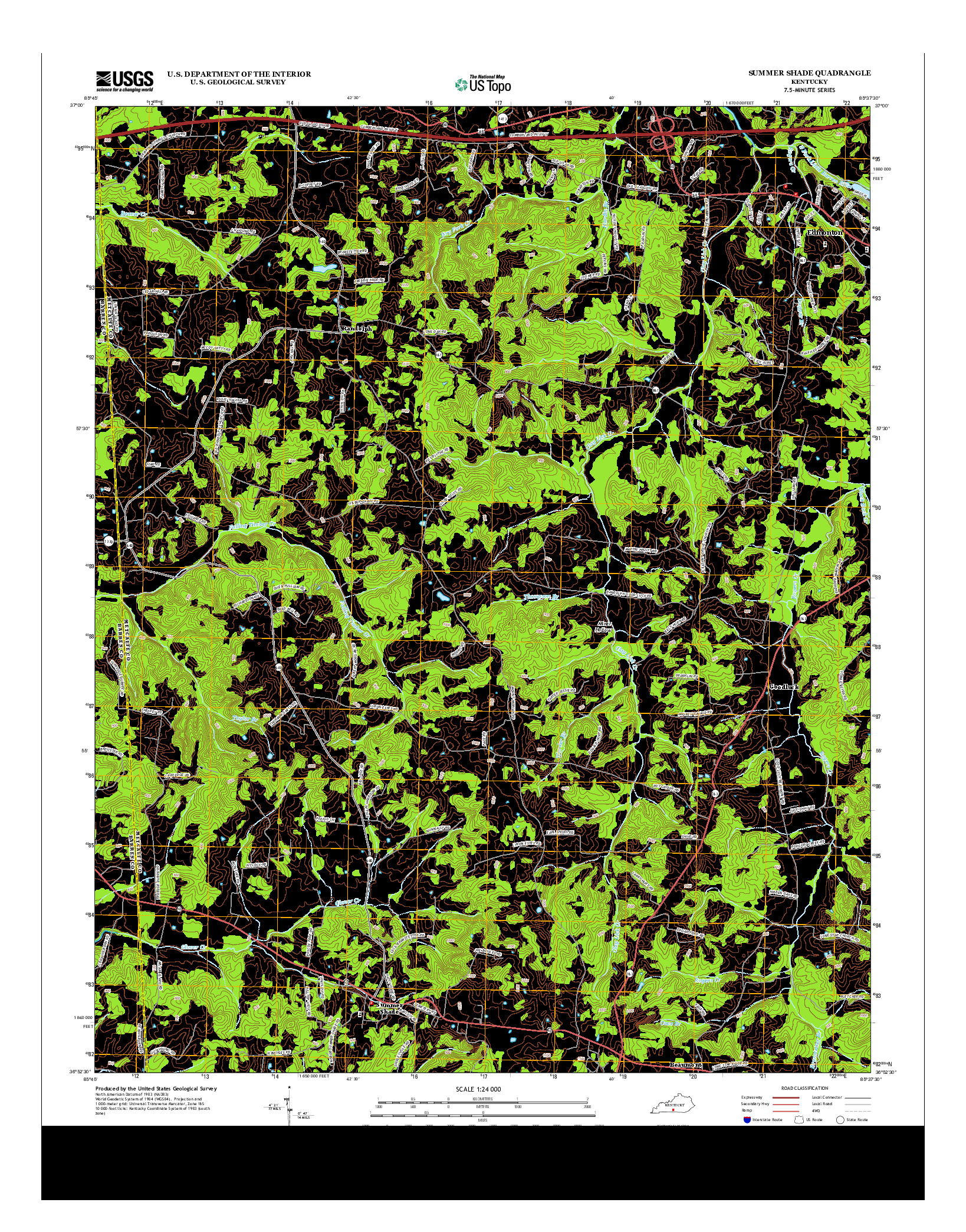 USGS US TOPO 7.5-MINUTE MAP FOR SUMMER SHADE, KY 2013