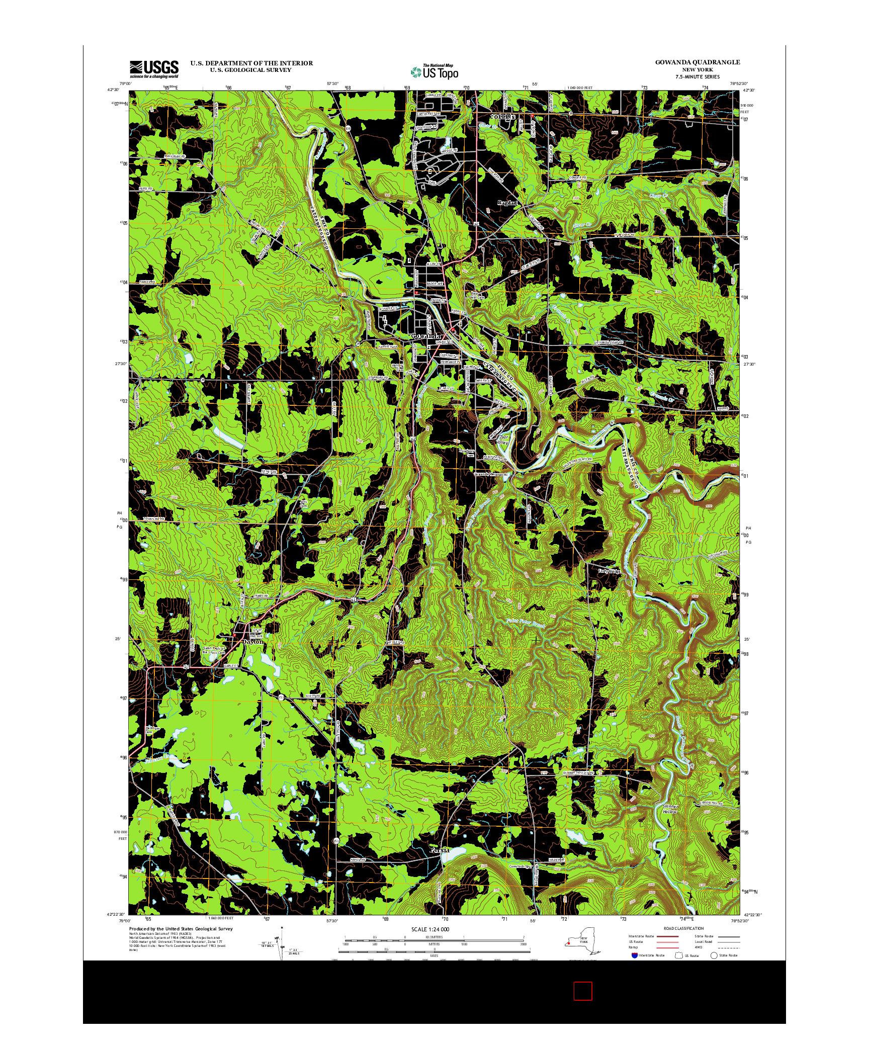 USGS US TOPO 7.5-MINUTE MAP FOR GOWANDA, NY 2013