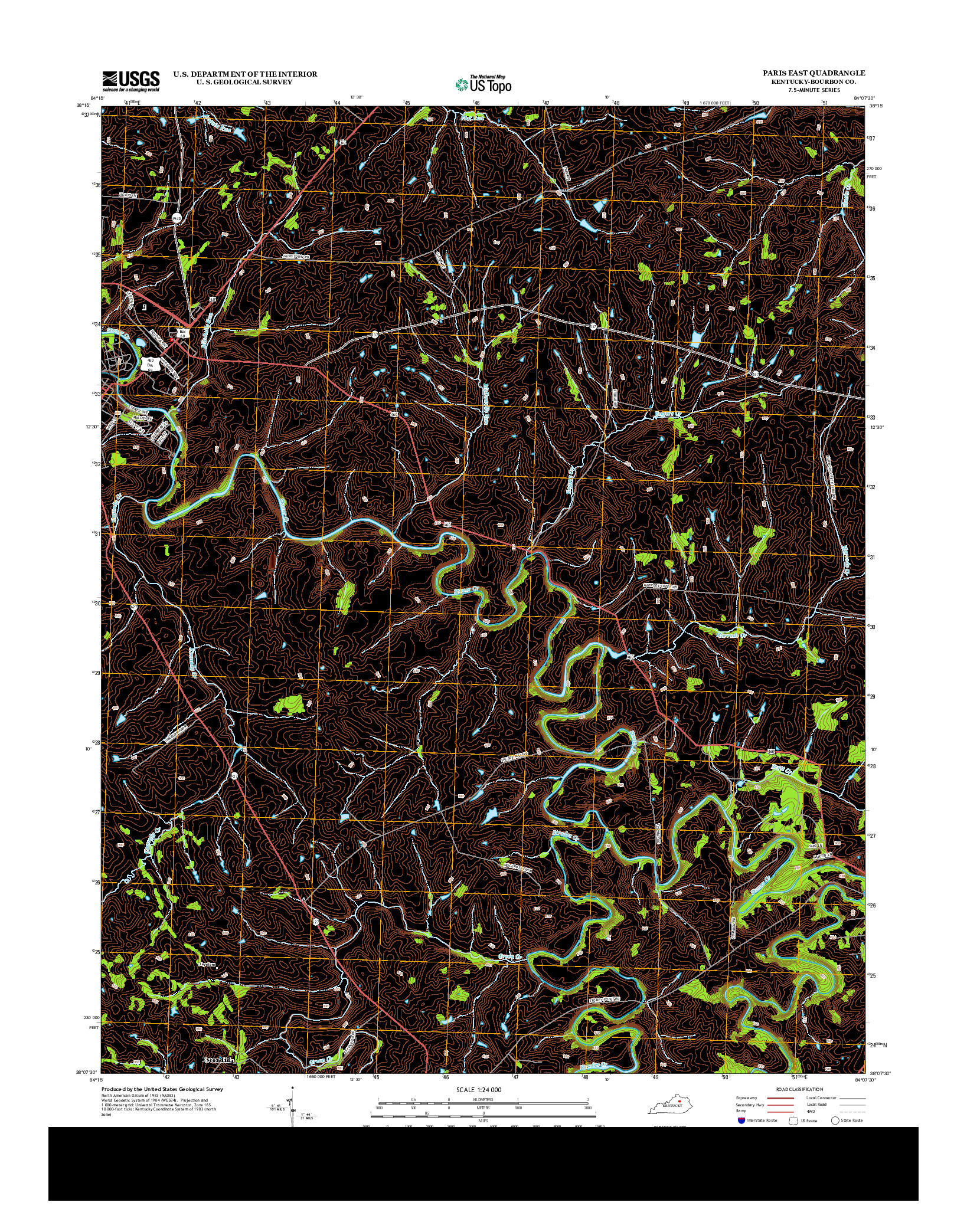 USGS US TOPO 7.5-MINUTE MAP FOR PARIS EAST, KY 2013