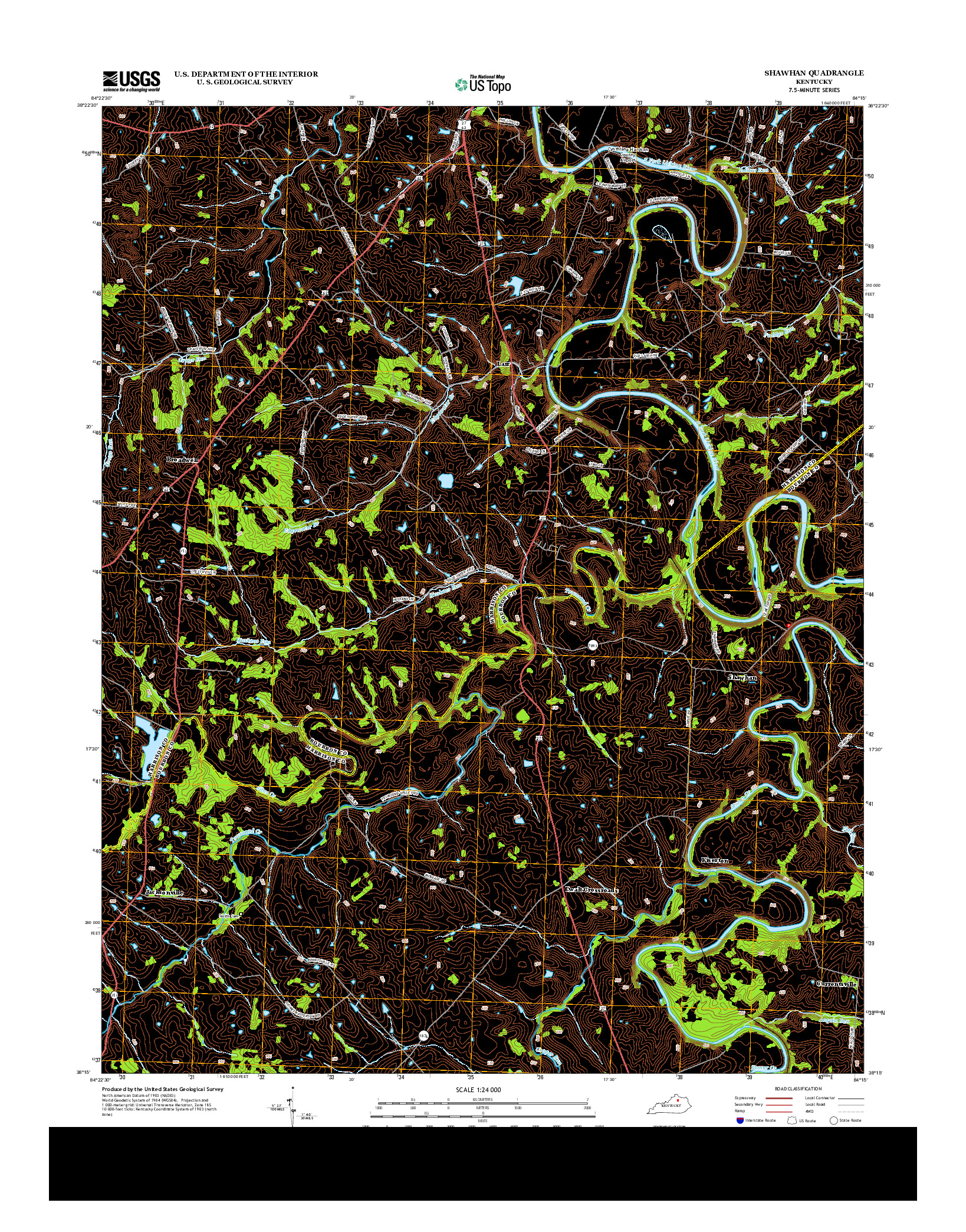 USGS US TOPO 7.5-MINUTE MAP FOR SHAWHAN, KY 2013