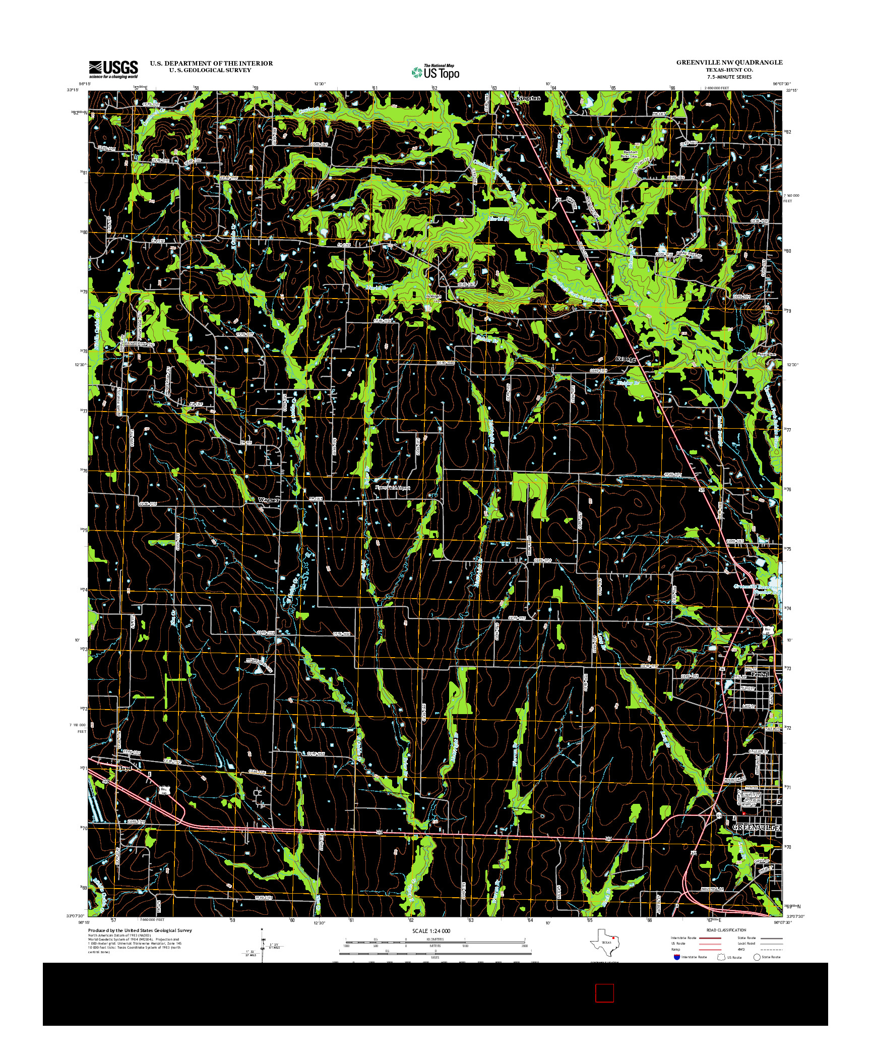 USGS US TOPO 7.5-MINUTE MAP FOR GREENVILLE NW, TX 2013