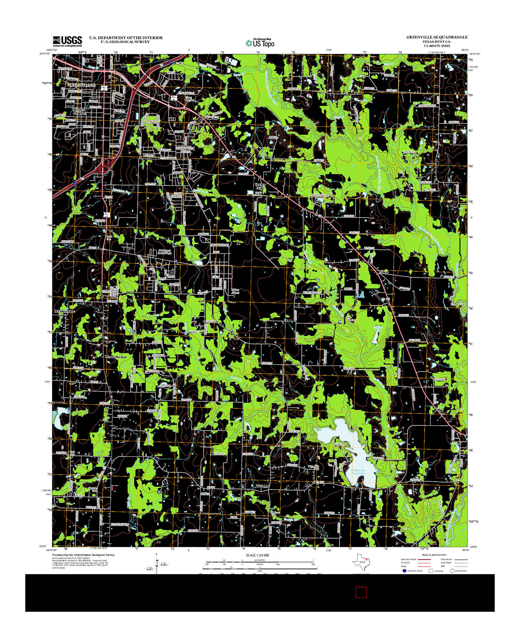 USGS US TOPO 7.5-MINUTE MAP FOR GREENVILLE SE, TX 2013