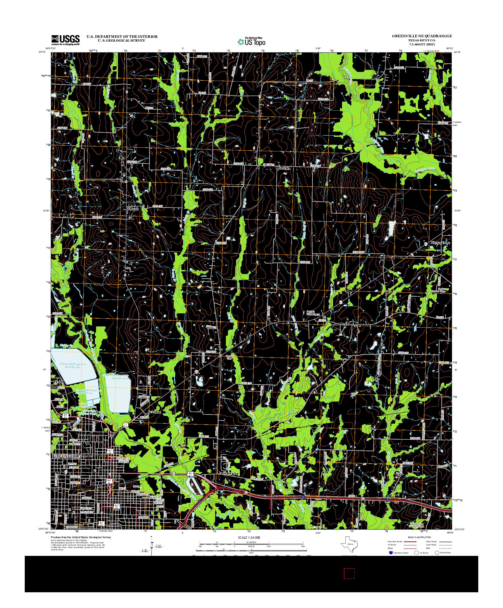 USGS US TOPO 7.5-MINUTE MAP FOR GREENVILLE NE, TX 2013