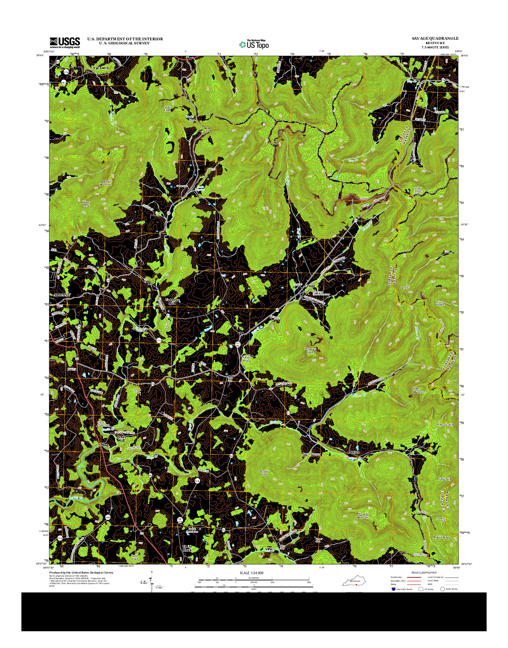 USGS US TOPO 7.5-MINUTE MAP FOR SAVAGE, KY 2013