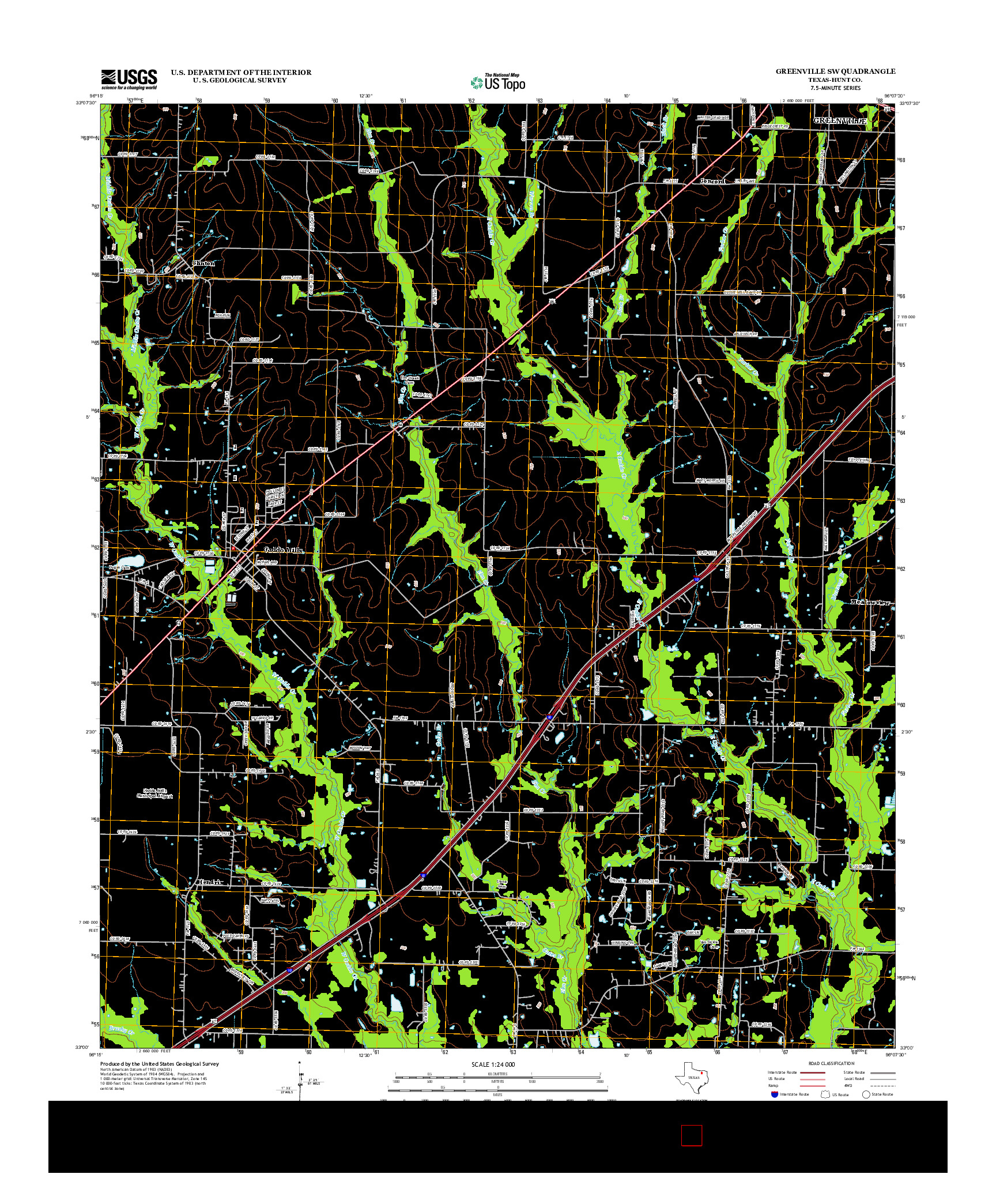 USGS US TOPO 7.5-MINUTE MAP FOR GREENVILLE SW, TX 2013