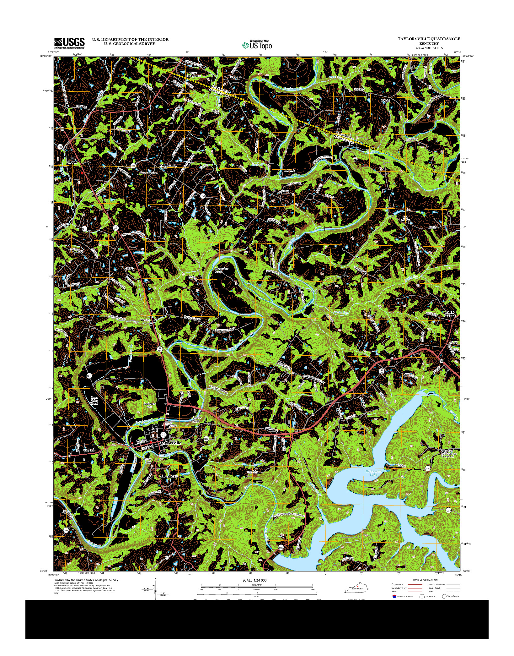 USGS US TOPO 7.5-MINUTE MAP FOR TAYLORSVILLE, KY 2013