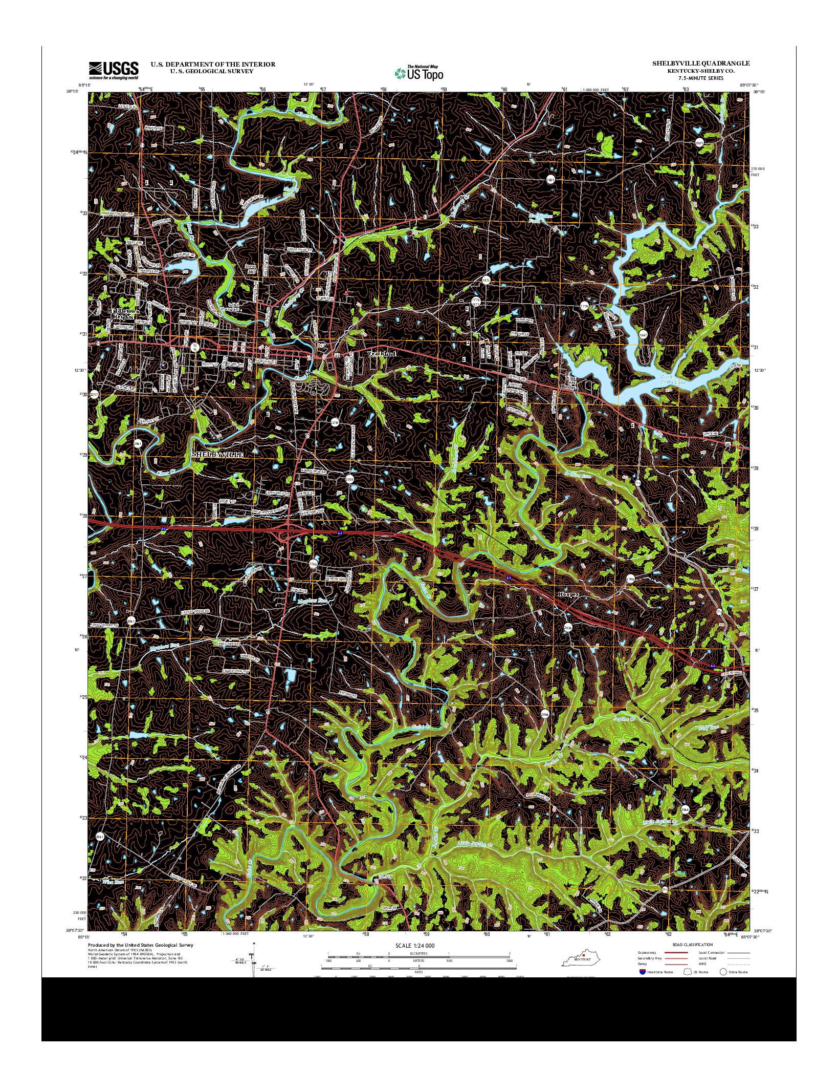 USGS US TOPO 7.5-MINUTE MAP FOR SHELBYVILLE, KY 2013