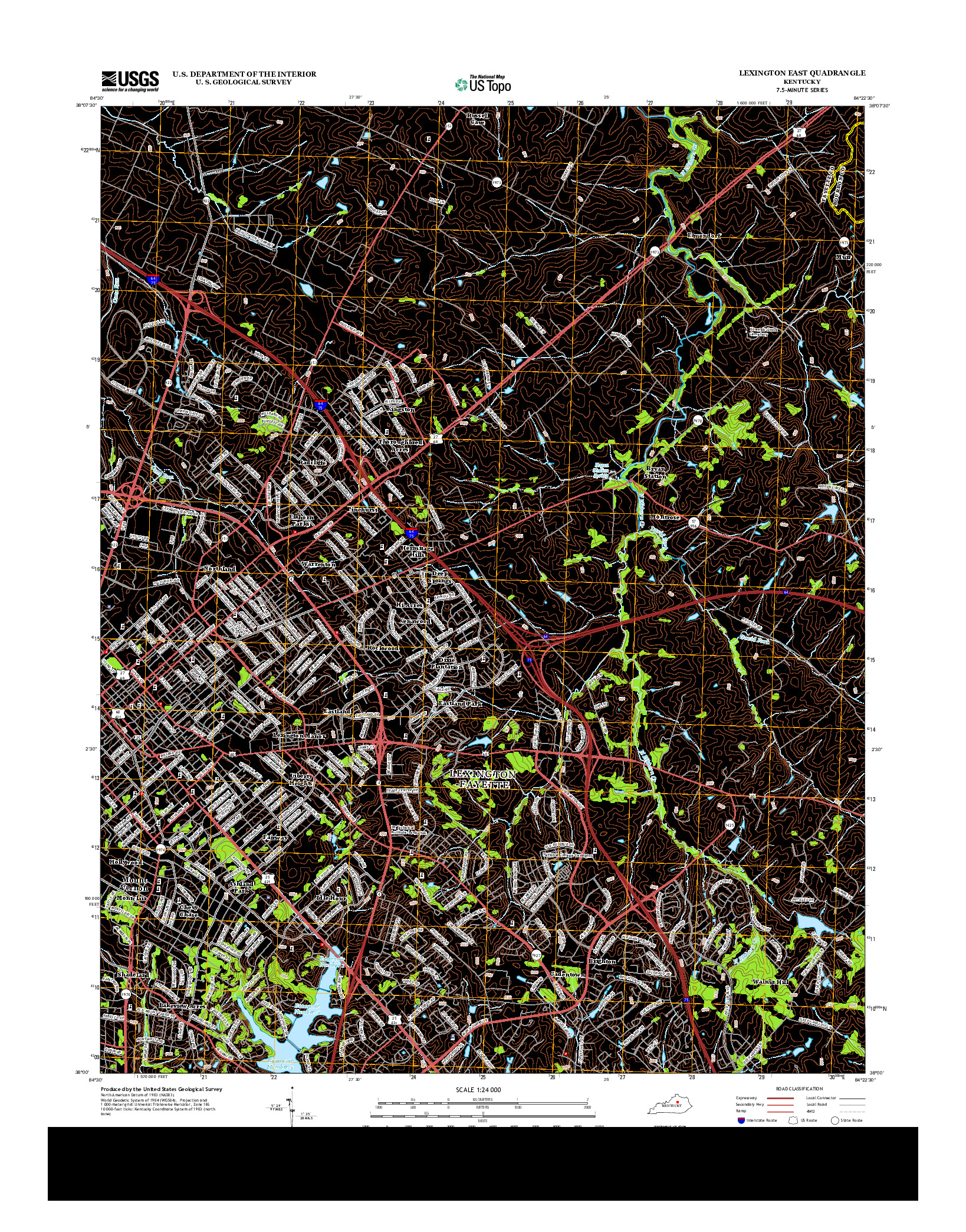 USGS US TOPO 7.5-MINUTE MAP FOR LEXINGTON EAST, KY 2013