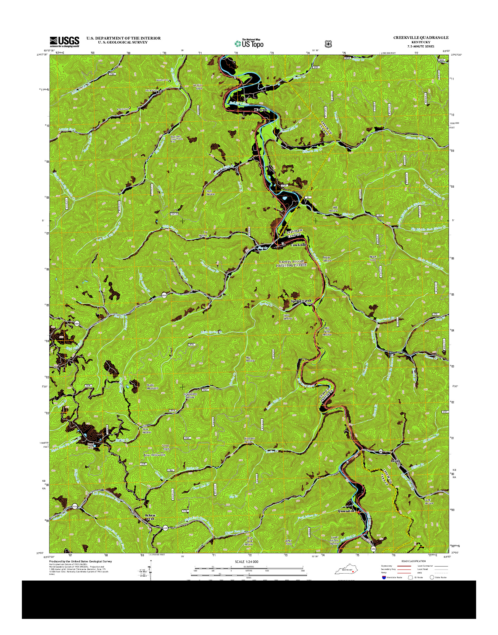 USGS US TOPO 7.5-MINUTE MAP FOR CREEKVILLE, KY 2013