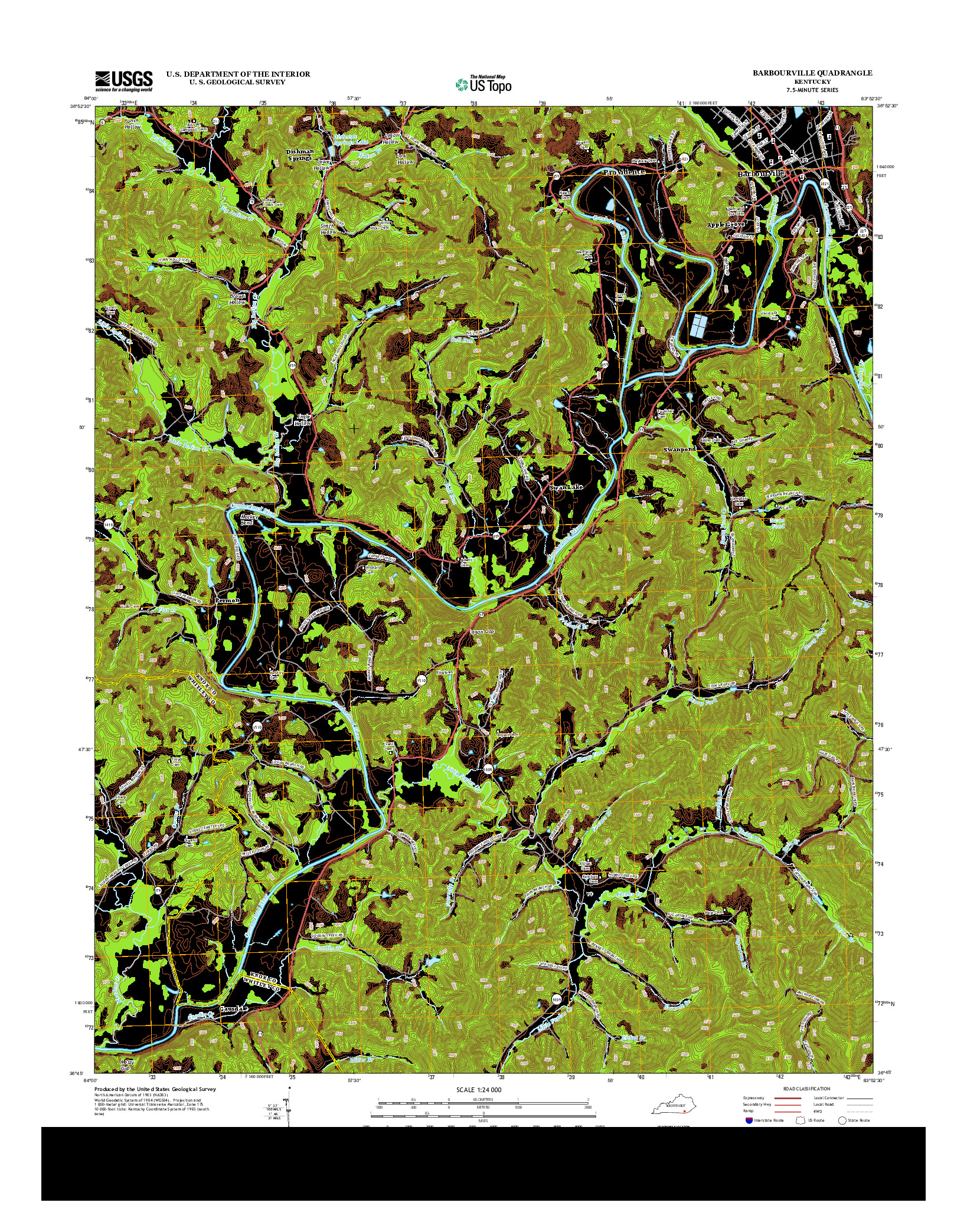 USGS US TOPO 7.5-MINUTE MAP FOR BARBOURVILLE, KY 2013