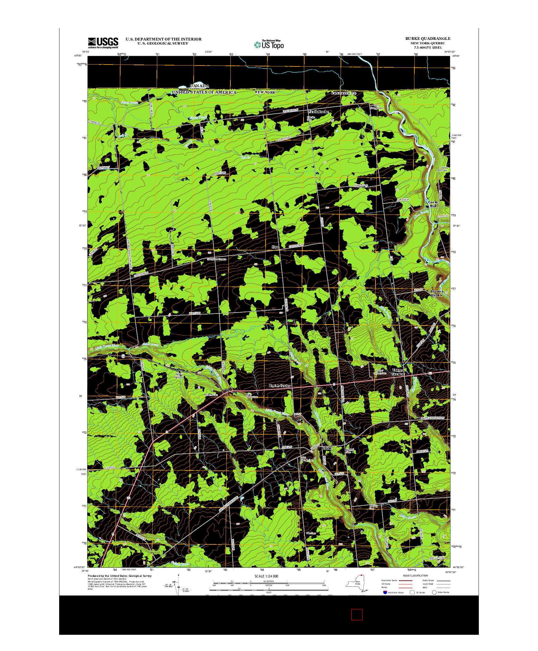 USGS US TOPO 7.5-MINUTE MAP FOR BURKE, NY-QC 2013