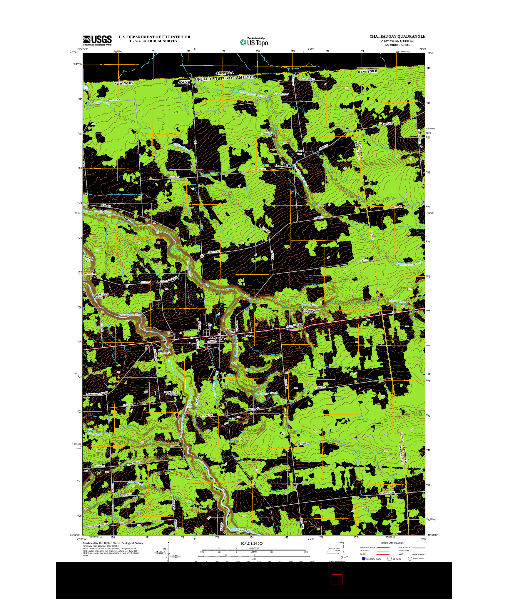 USGS US TOPO 7.5-MINUTE MAP FOR CHATEAUGAY, NY-QC 2013