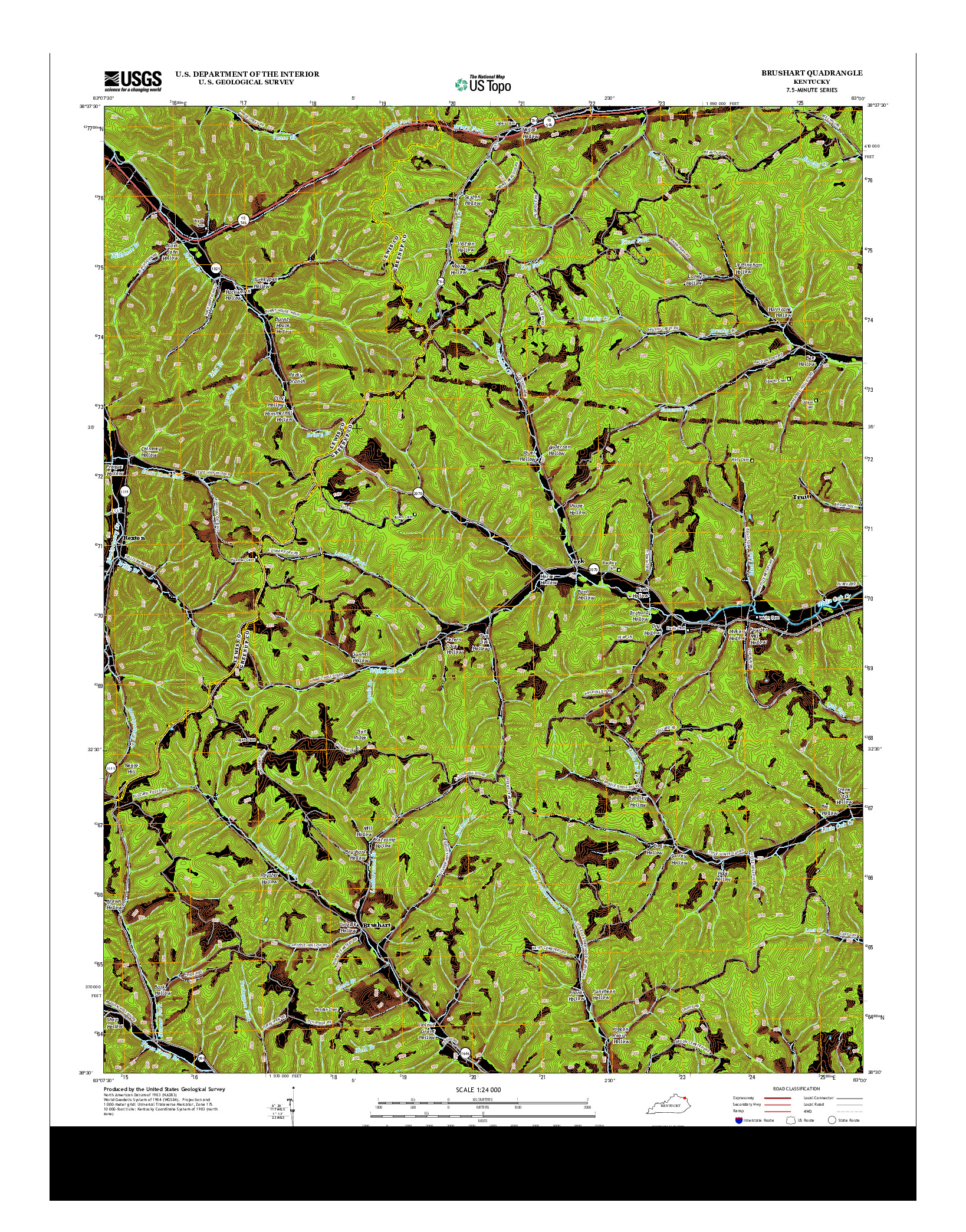 USGS US TOPO 7.5-MINUTE MAP FOR BRUSHART, KY 2013