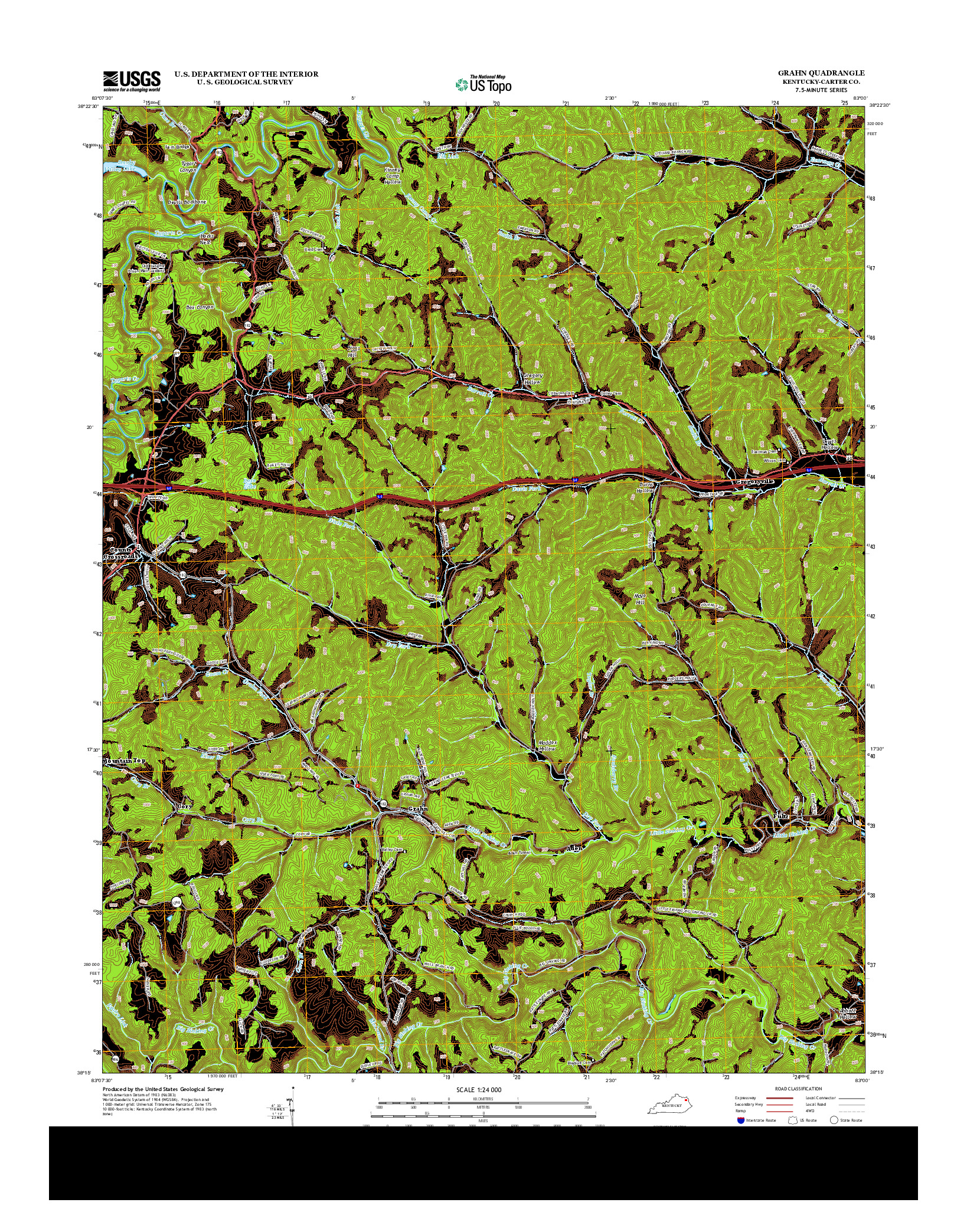 USGS US TOPO 7.5-MINUTE MAP FOR GRAHN, KY 2013