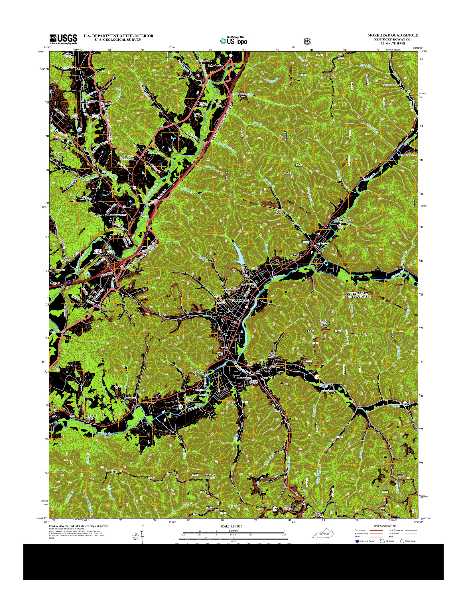 USGS US TOPO 7.5-MINUTE MAP FOR MOREHEAD, KY 2013