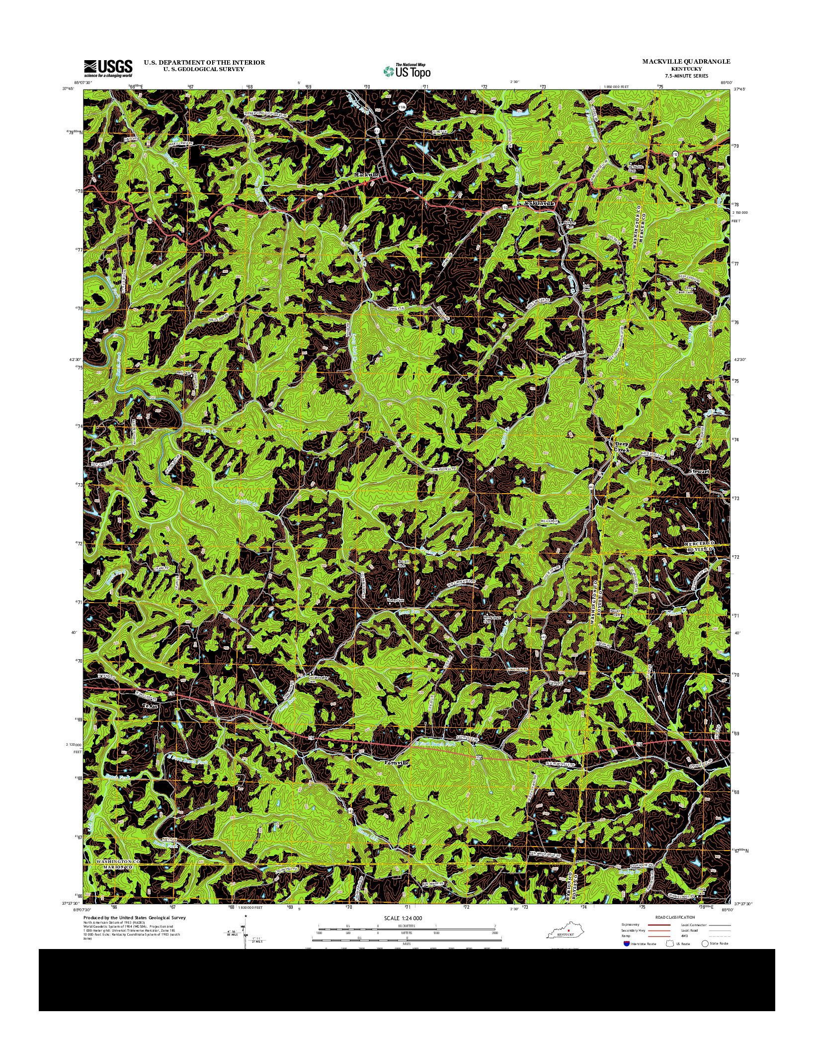 USGS US TOPO 7.5-MINUTE MAP FOR MACKVILLE, KY 2013