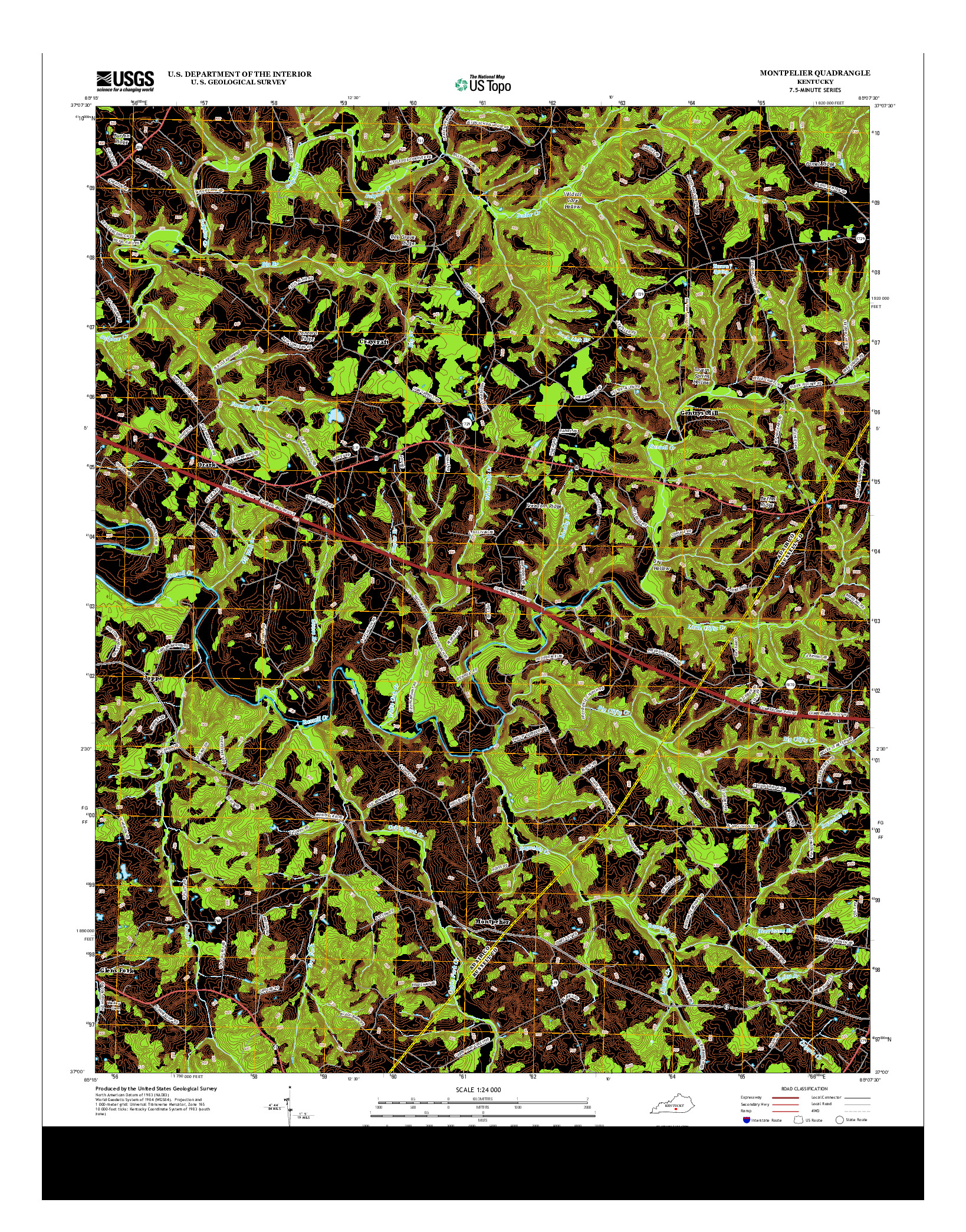 USGS US TOPO 7.5-MINUTE MAP FOR MONTPELIER, KY 2013