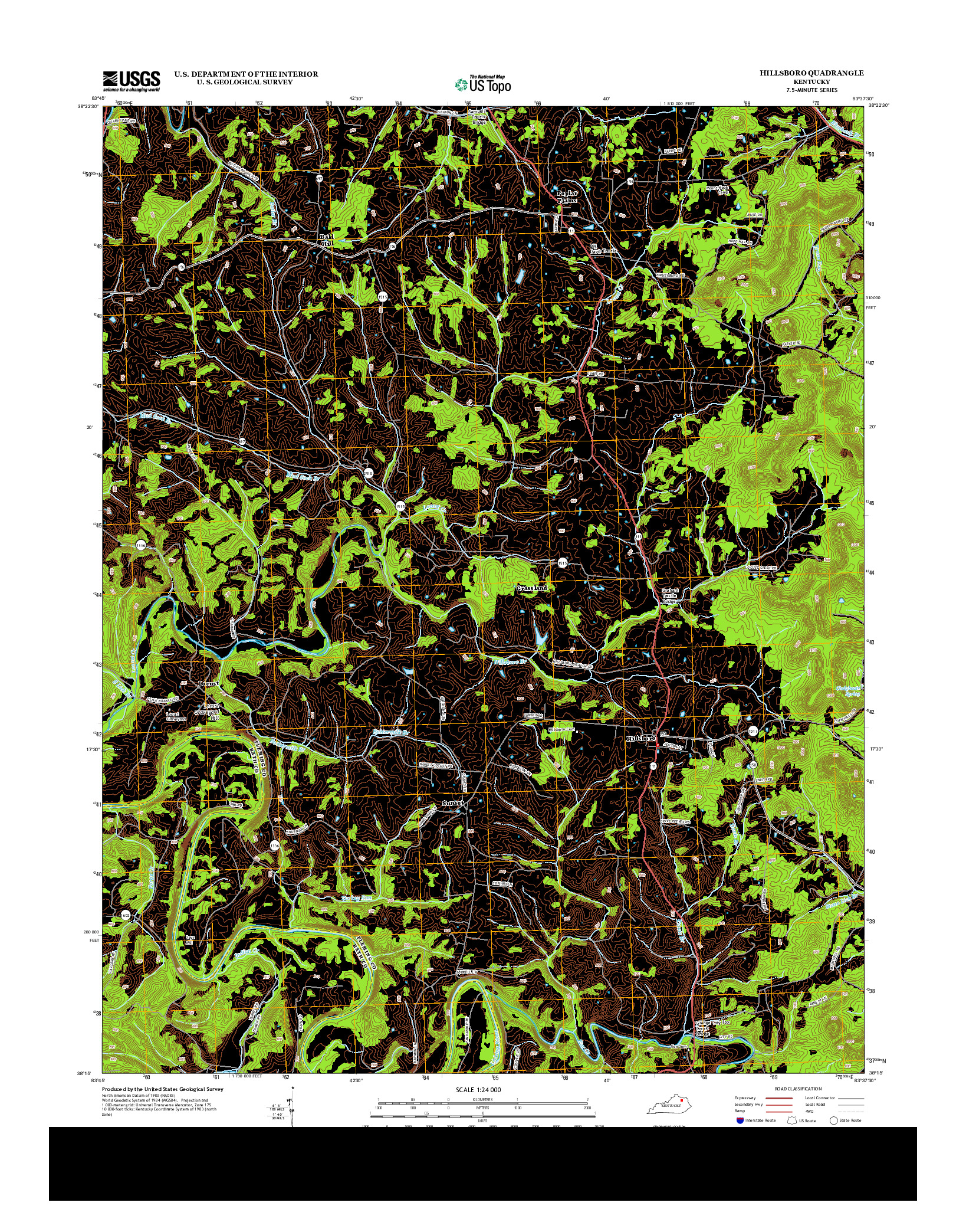 USGS US TOPO 7.5-MINUTE MAP FOR HILLSBORO, KY 2013