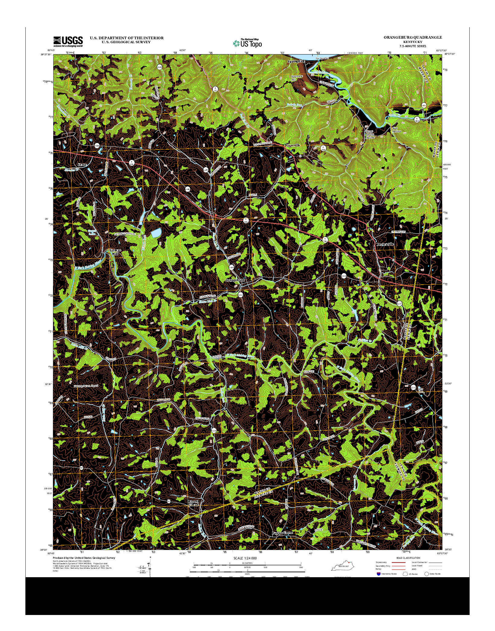 USGS US TOPO 7.5-MINUTE MAP FOR ORANGEBURG, KY 2013