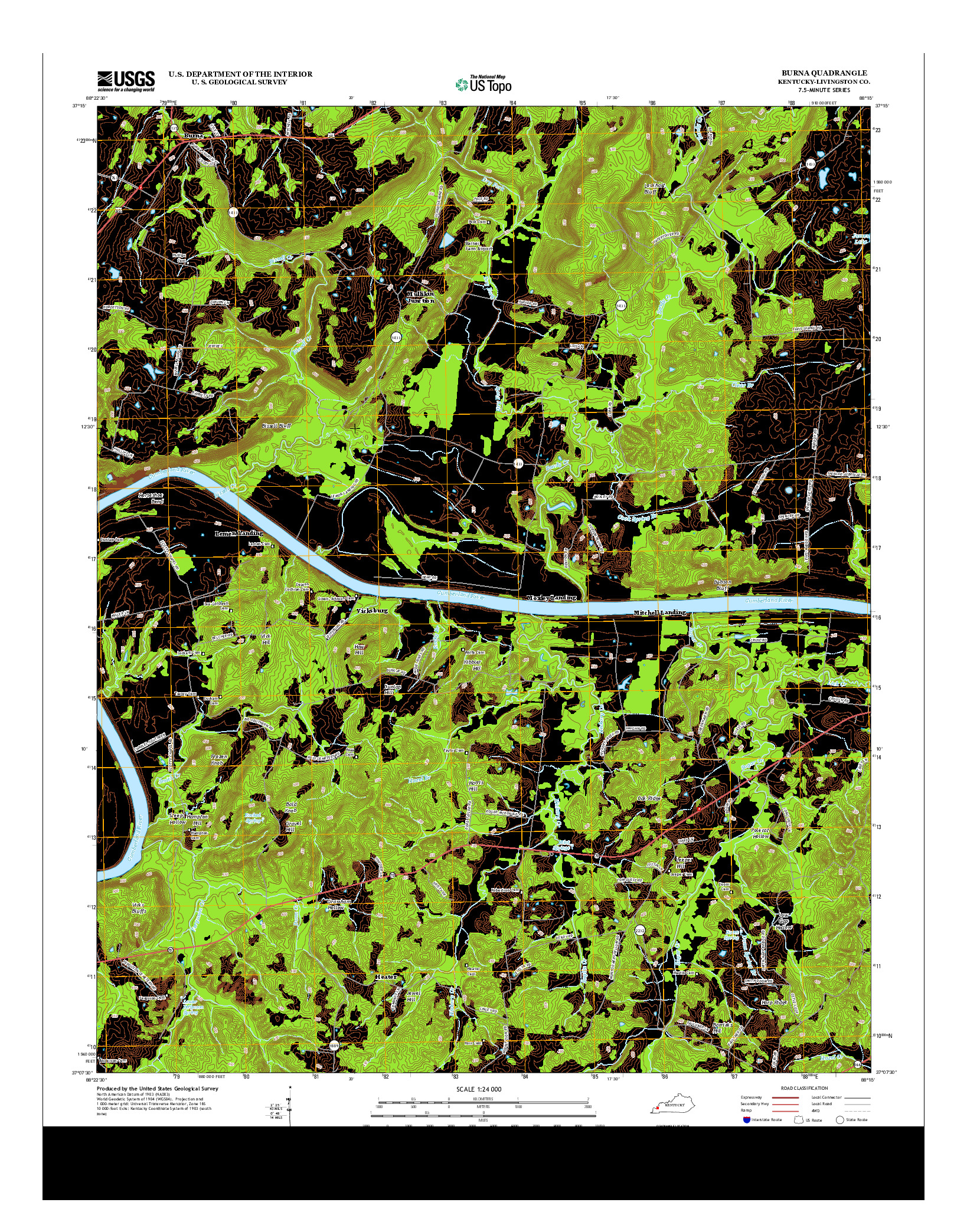 USGS US TOPO 7.5-MINUTE MAP FOR BURNA, KY 2013