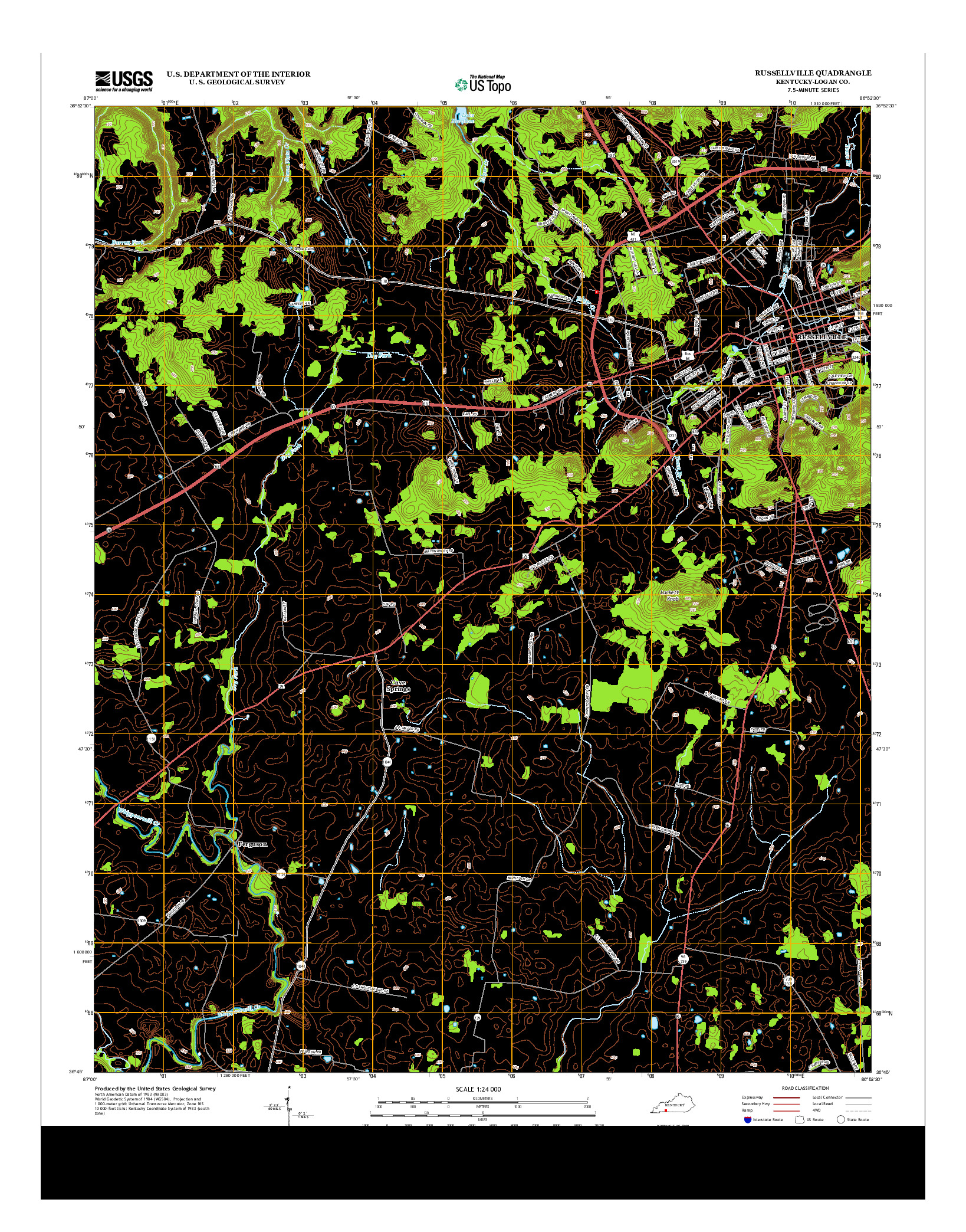 USGS US TOPO 7.5-MINUTE MAP FOR RUSSELLVILLE, KY 2013