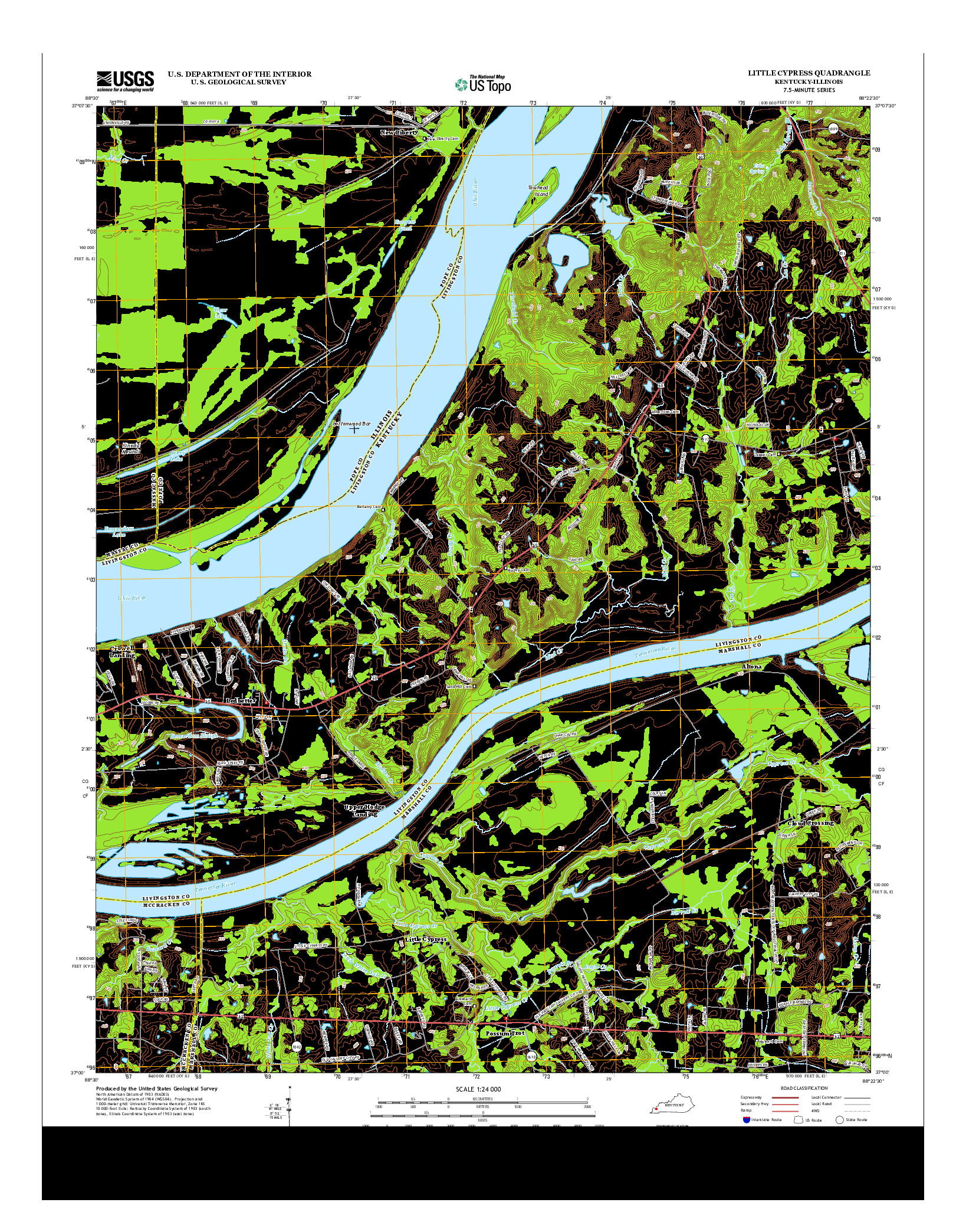 USGS US TOPO 7.5-MINUTE MAP FOR LITTLE CYPRESS, KY-IL 2013