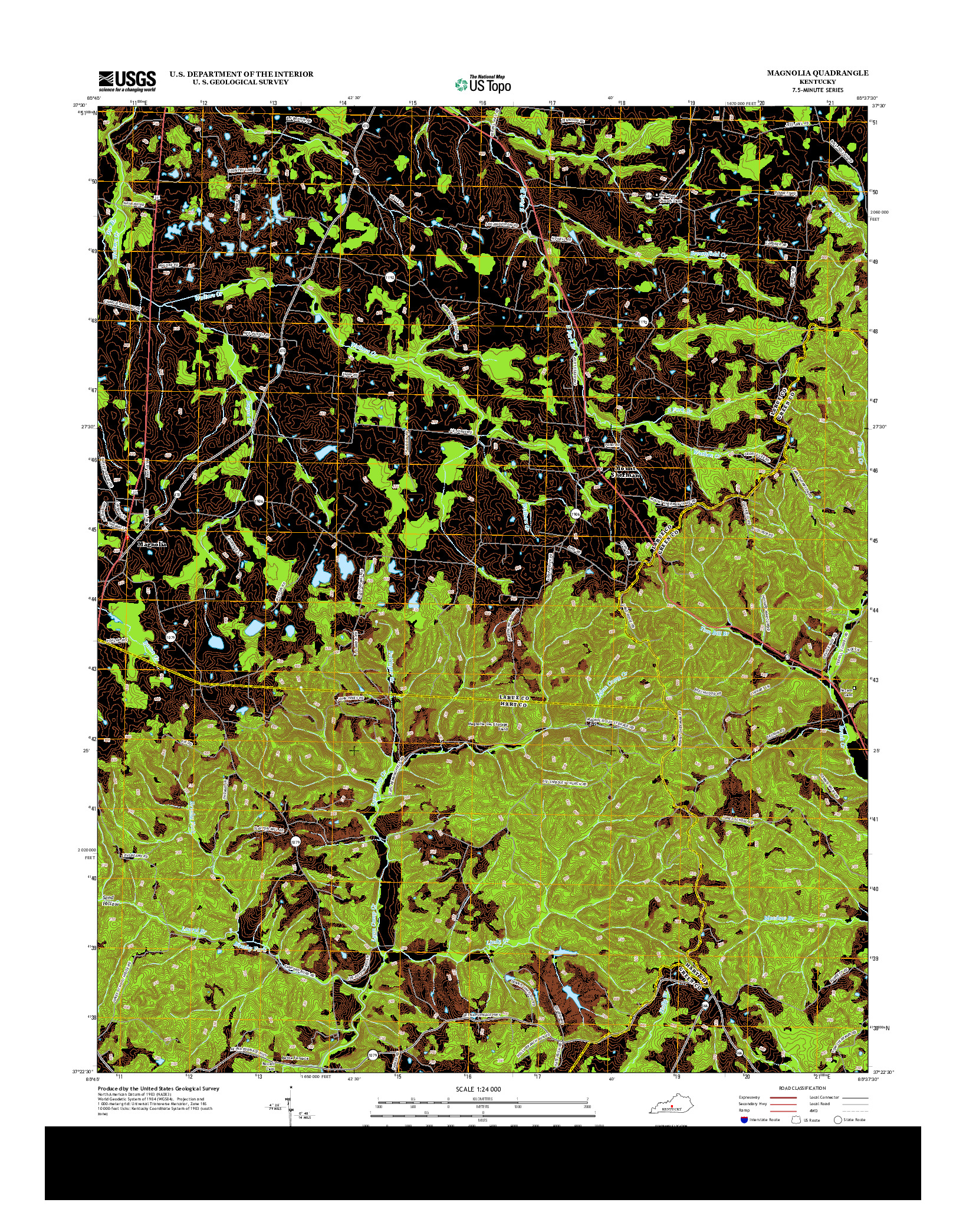 USGS US TOPO 7.5-MINUTE MAP FOR MAGNOLIA, KY 2013