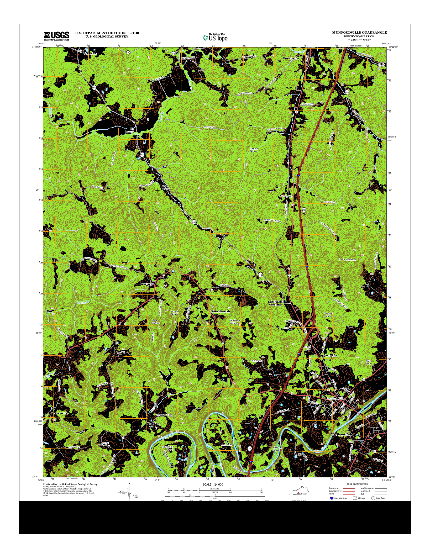 USGS US TOPO 7.5-MINUTE MAP FOR MUNFORDVILLE, KY 2013