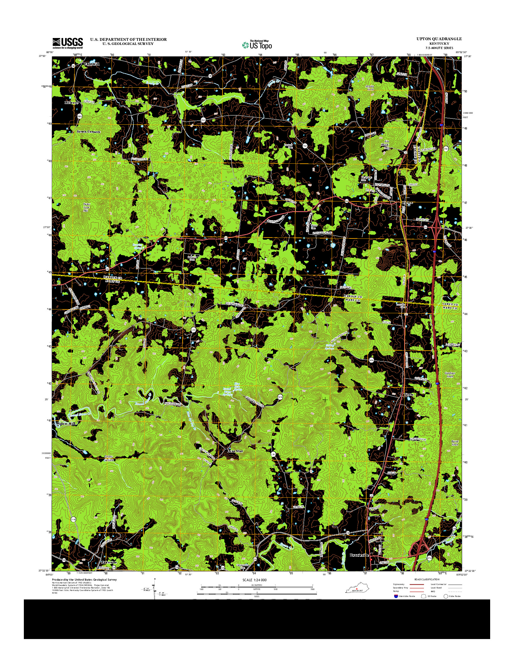 USGS US TOPO 7.5-MINUTE MAP FOR UPTON, KY 2013