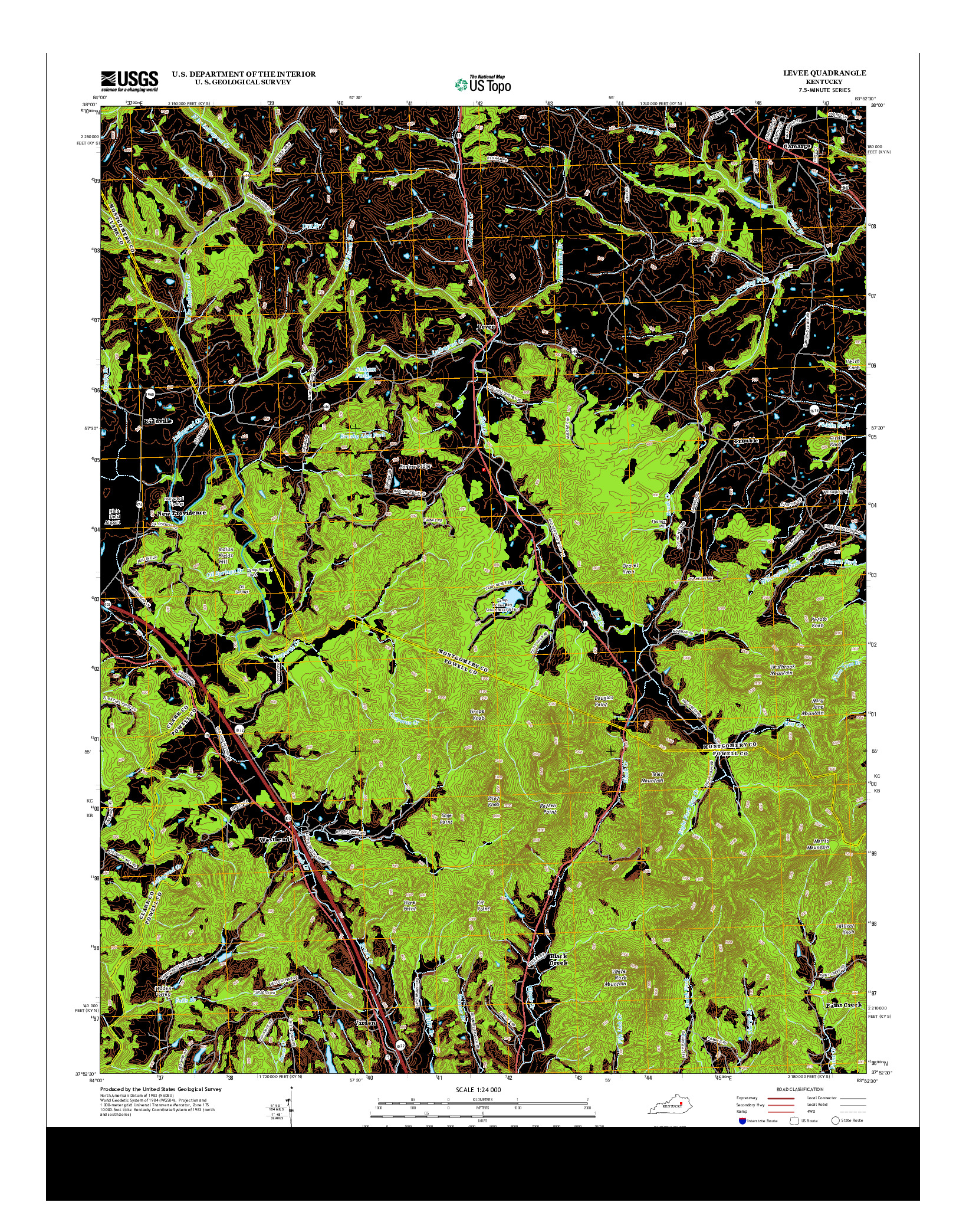 USGS US TOPO 7.5-MINUTE MAP FOR LEVEE, KY 2013